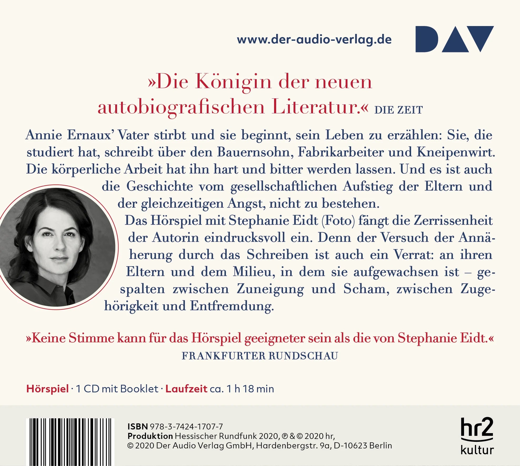 Buchrückseite von 'Der Platz' mit Klappentext - Hörbuch (CD)