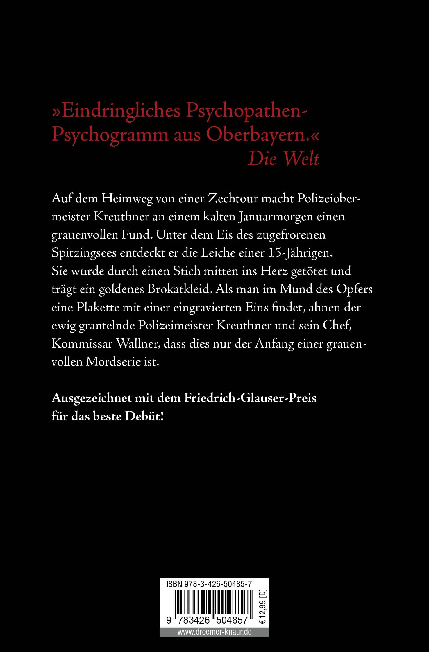 Buchrückseite von 'Der Prinzessinnenmörder' mit Klappentext - Taschenbuch