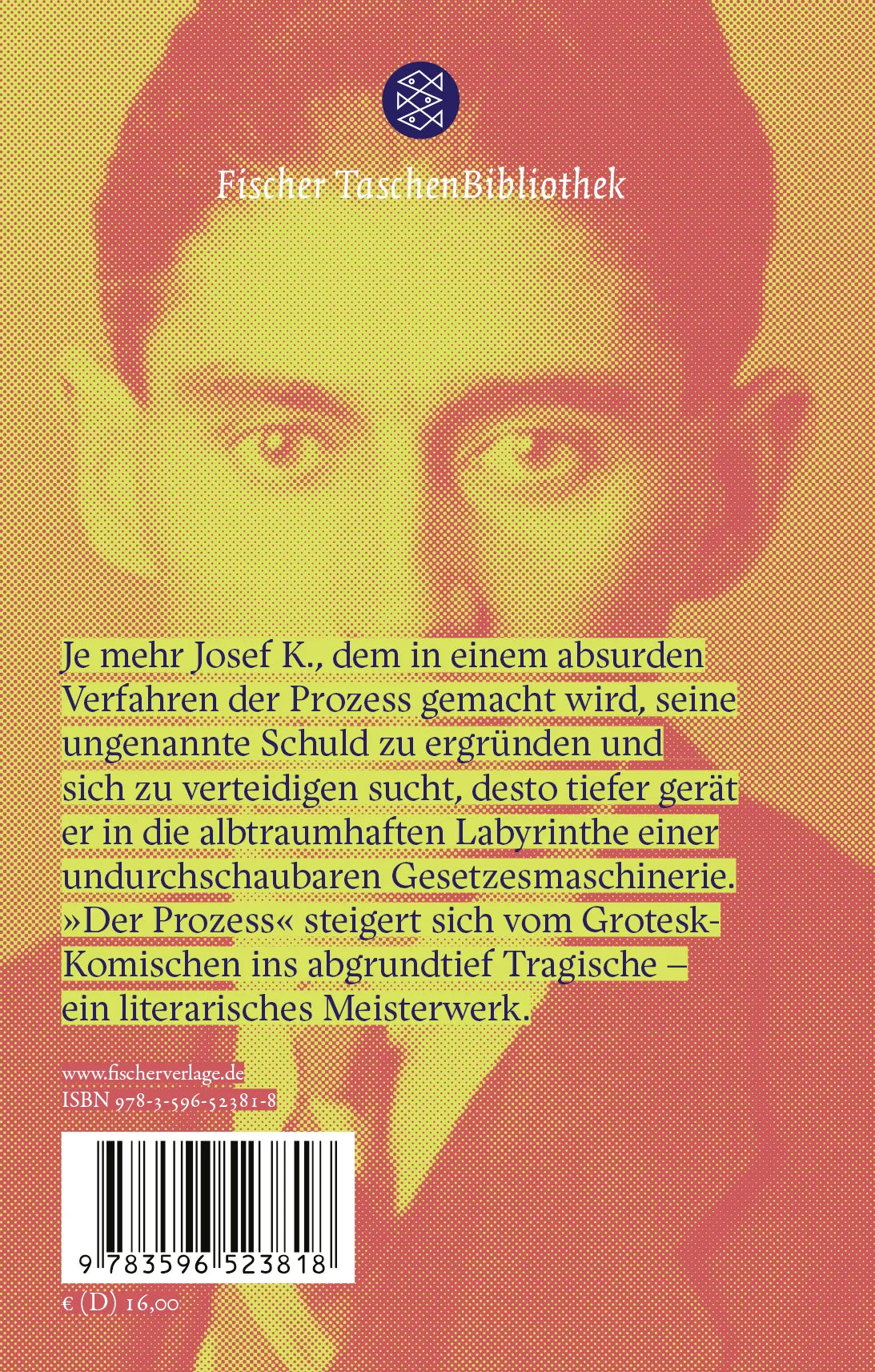 Buchrückseite von 'Der Prozess' mit Klappentext - Gebundene Ausgabe