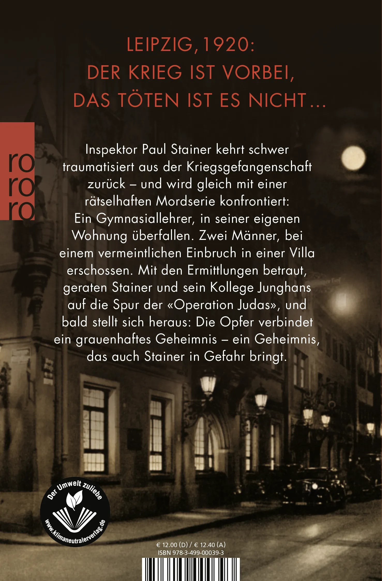 Buchrückseite von 'Der rote Judas' mit Klappentext - Taschenbuch