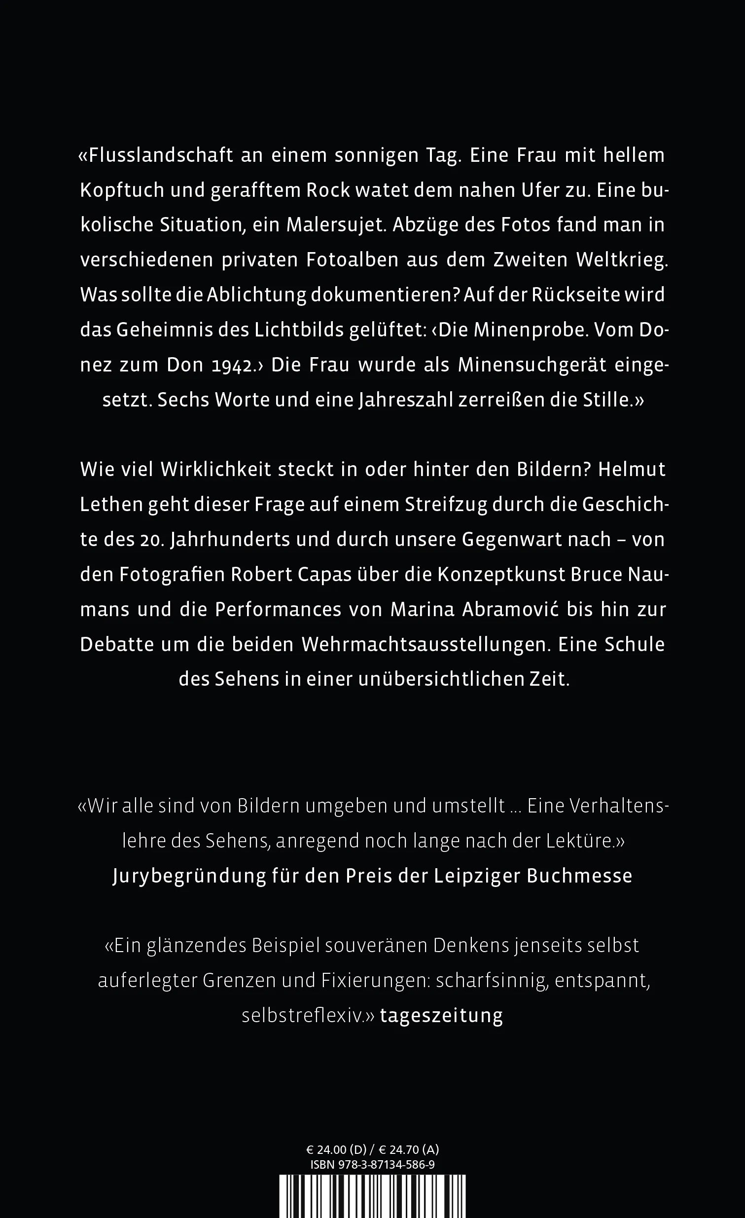 Buchrückseite von 'Der Schatten des Fotografen' mit Klappentext - Gebundene Ausgabe