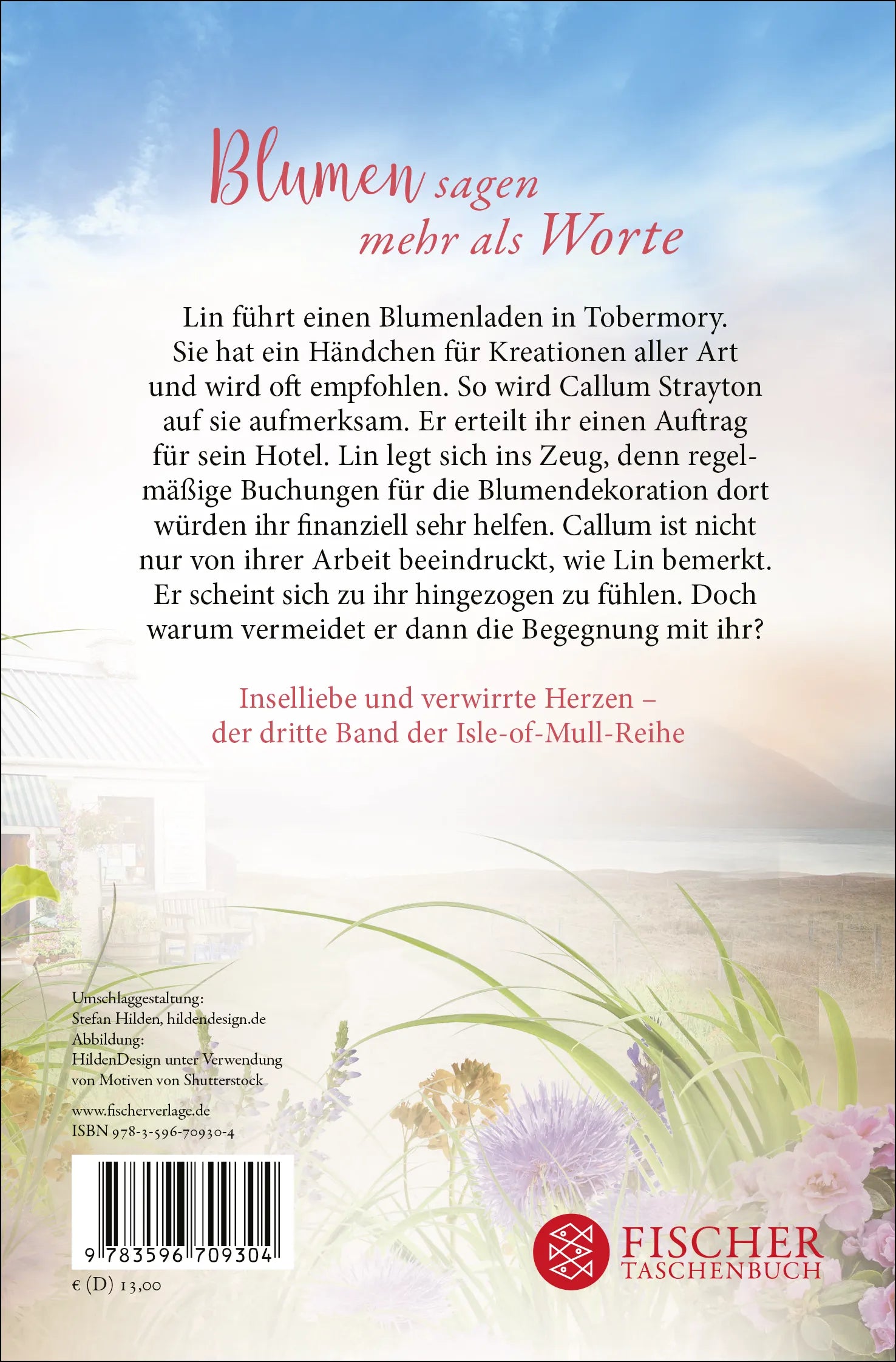 Buchrückseite von 'Der schottische Blumenladen der Herzen' mit Klappentext - Taschenbuch