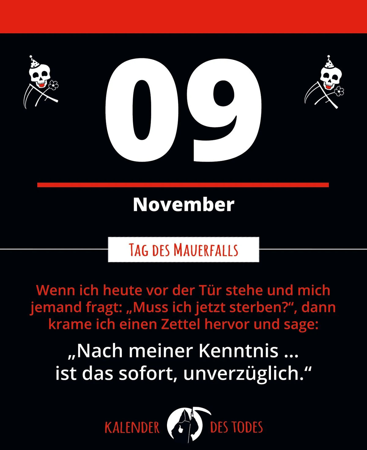 Der schwarze Kalender – Ansicht
