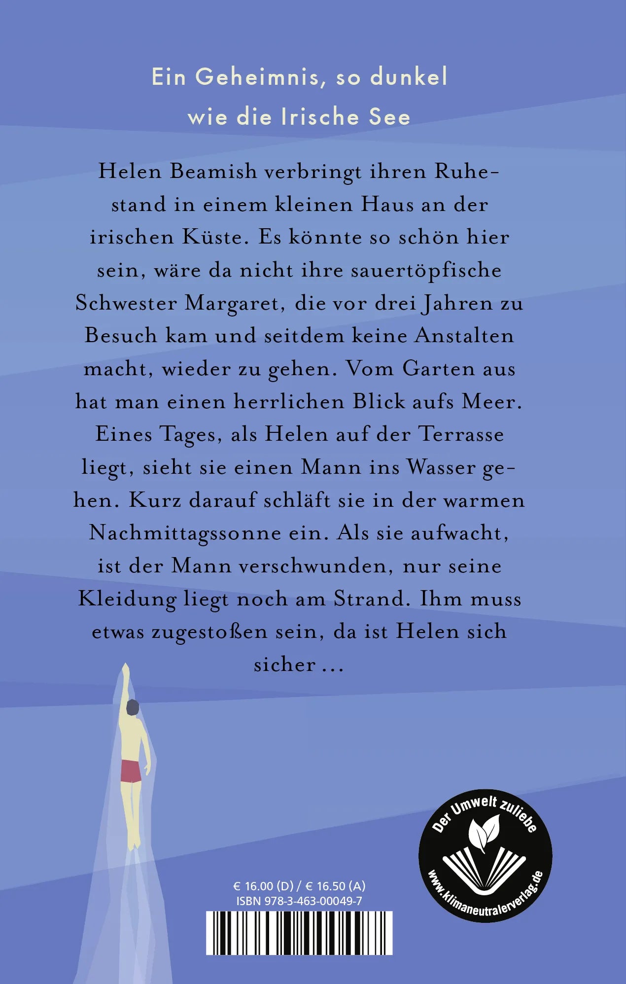 Buchrückseite von 'Der Schwimmer' mit Klappentext - Gebundene Ausgabe