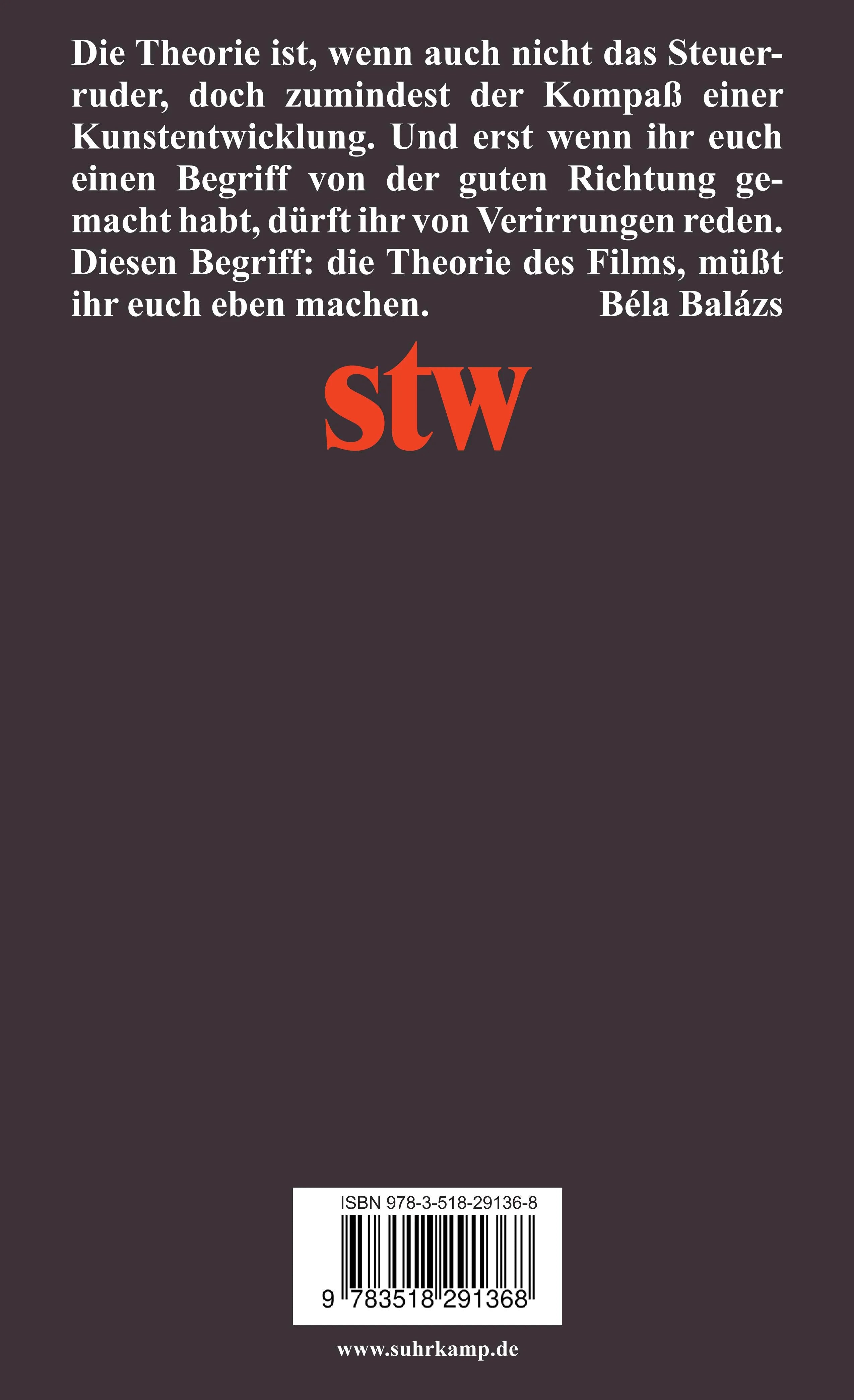 Buchrückseite von 'Der sichtbare Mensch oder die Kultur des Films' mit Klappentext - Taschenbuch