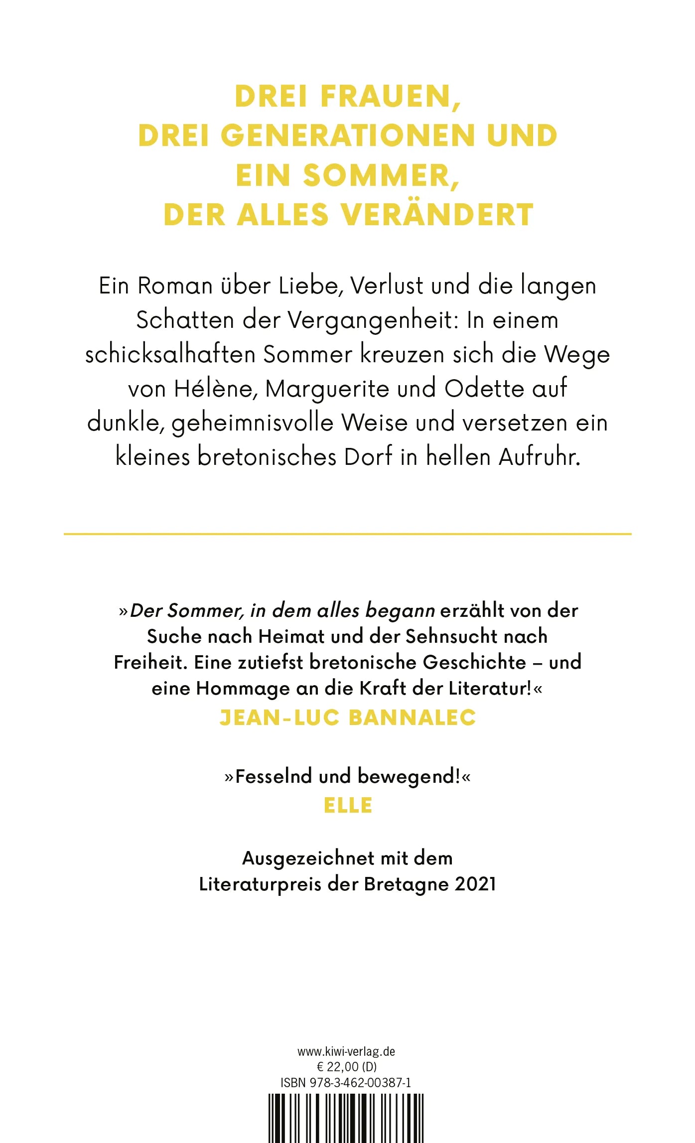 Buchrückseite von 'Der Sommer, in dem alles begann' mit Klappentext - Gebundene Ausgabe