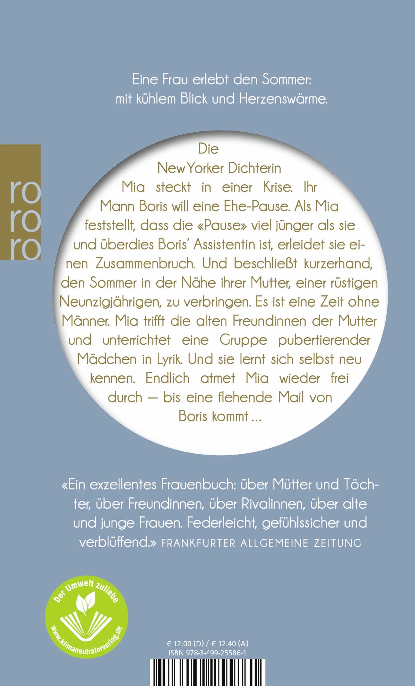 Buchrückseite von 'Der Sommer ohne Männer' mit Klappentext - Taschenbuch