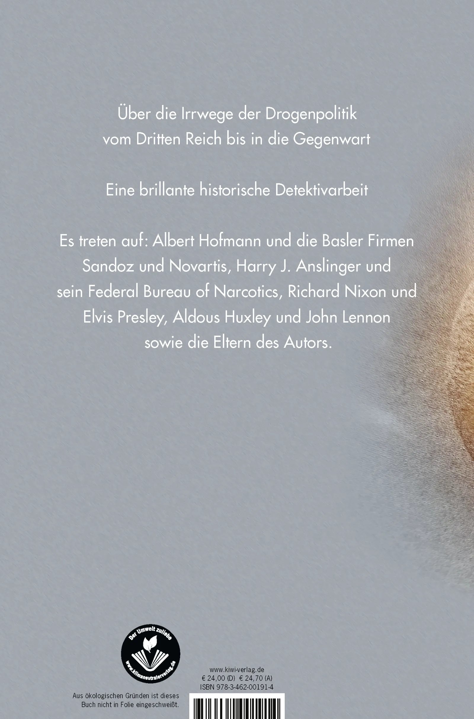 Buchrückseite von 'Der stärkste Stoff' mit Klappentext - Gebundene Ausgabe