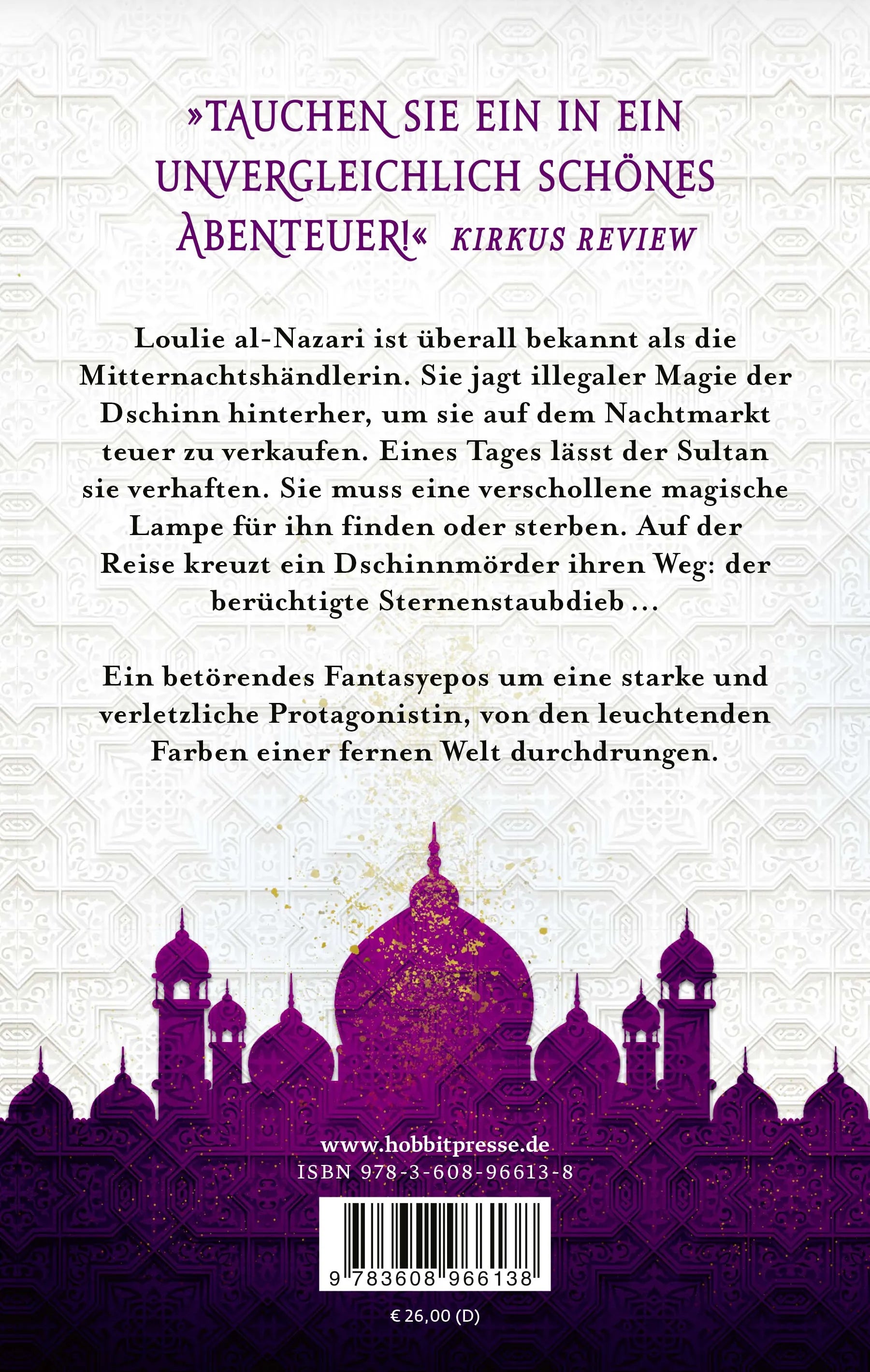 Buchrückseite von 'Der Sternenstaubdieb' mit Klappentext - Gebundene Ausgabe
