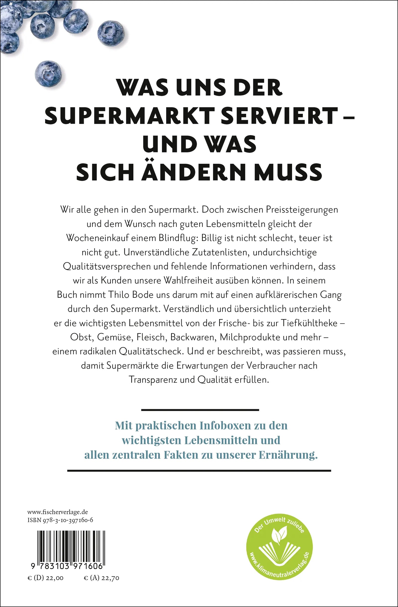 Buchrückseite von 'Der Supermarkt-Kompass' mit Klappentext - Gebundene Ausgabe