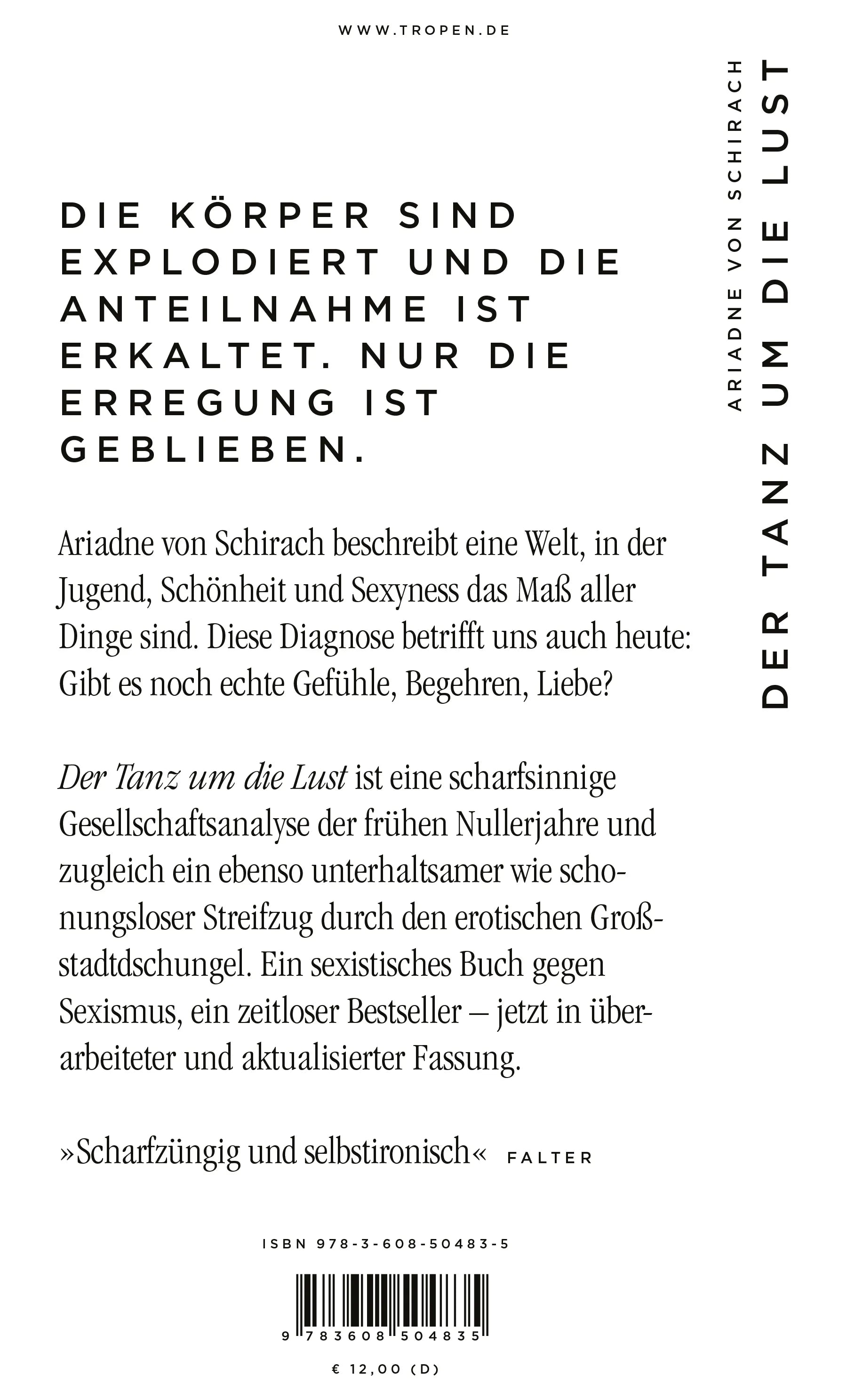Buchrückseite von 'Der Tanz um die Lust' mit Klappentext - Taschenbuch