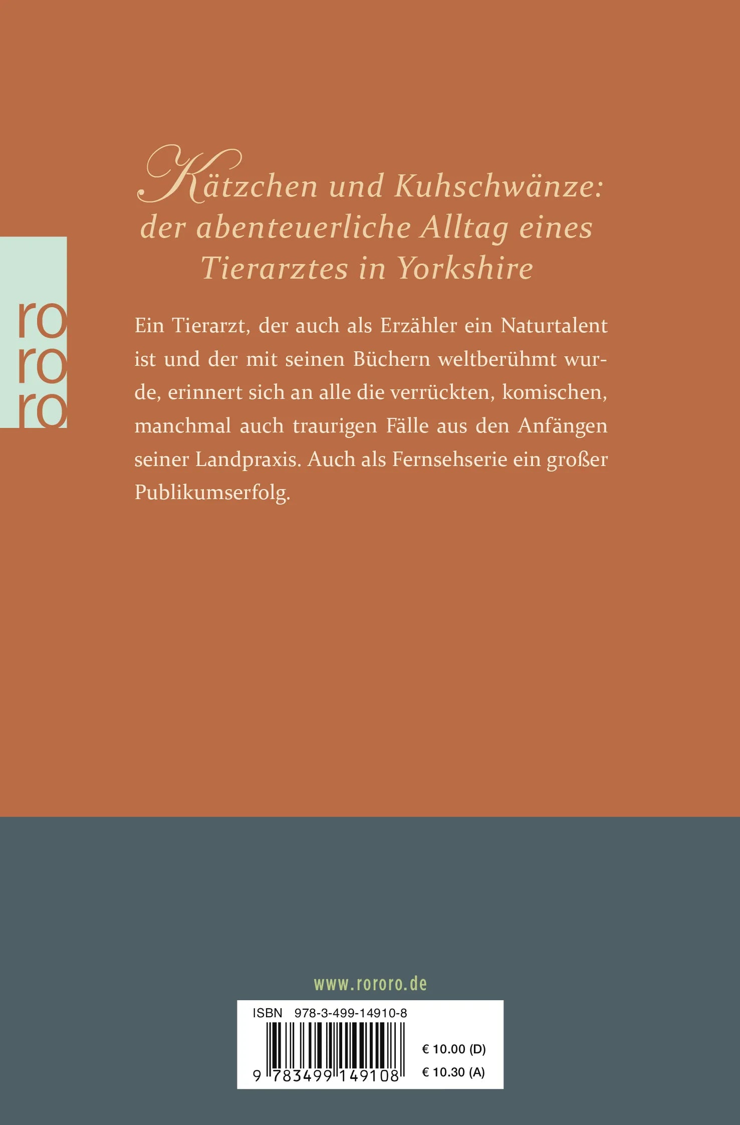 Buchrückseite von 'Der Tierarzt kommt' mit Klappentext - Taschenbuch