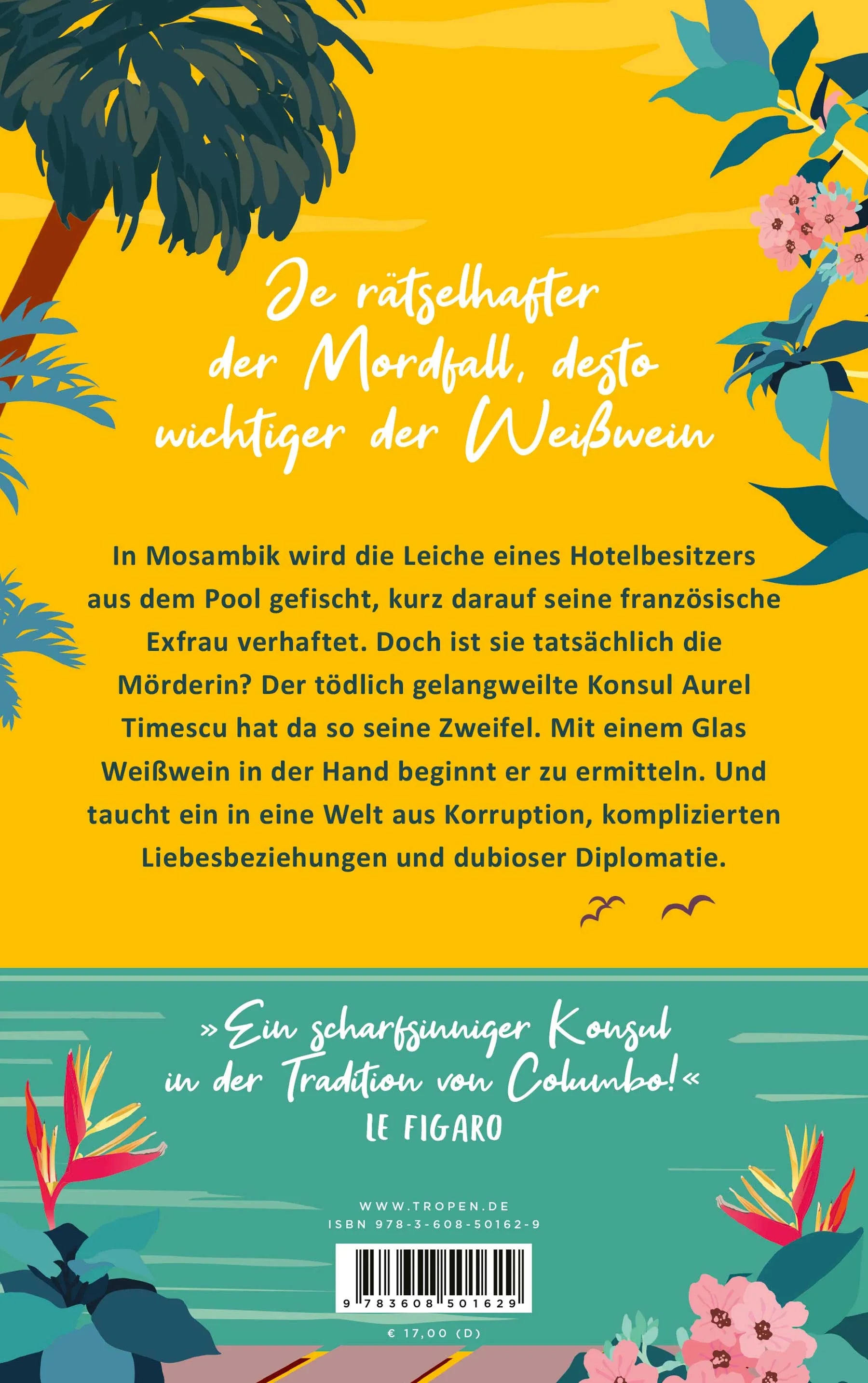 Buchrückseite von 'Der Tote im Pool' mit Klappentext - Paperback