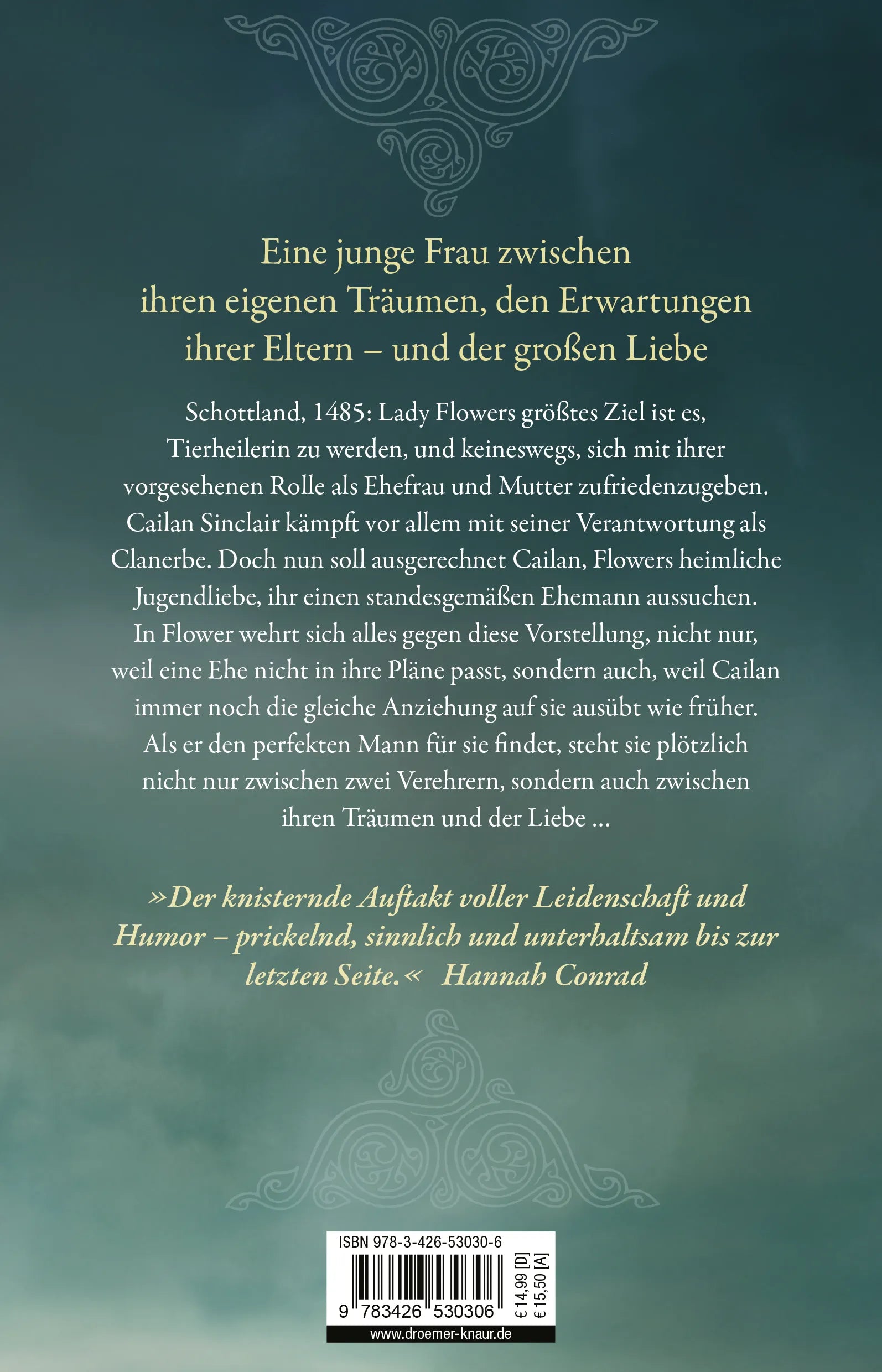 Buchrückseite von 'Der Traum der Lady Flower' mit Klappentext - Paperback
