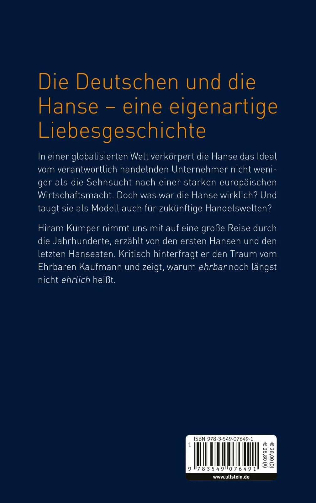 Buchrückseite von 'Der Traum vom Ehrbaren Kaufmann' mit Klappentext - Gebundene Ausgabe