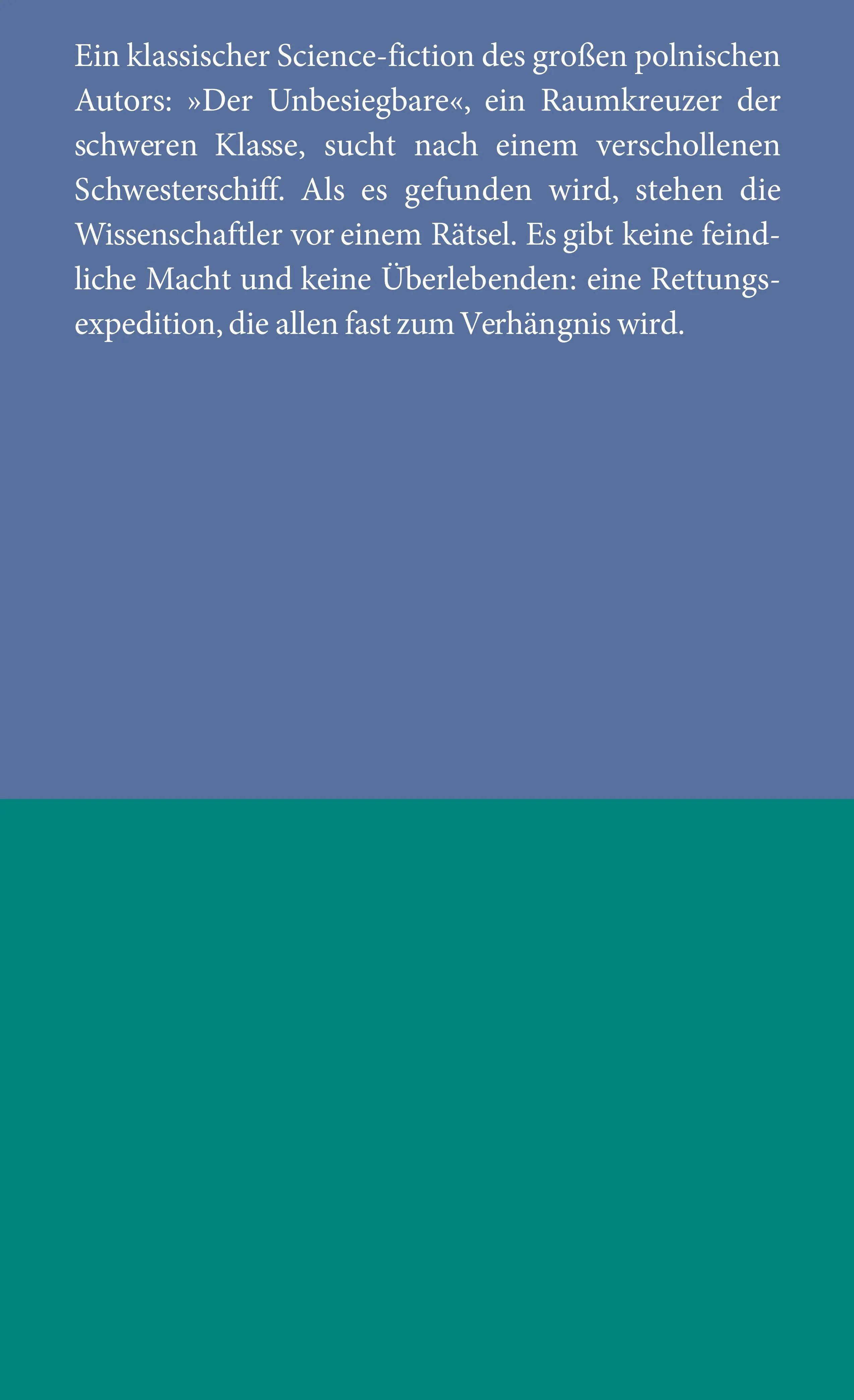 Buchrückseite von 'Der Unbesiegbare' mit Klappentext - Taschenbuch