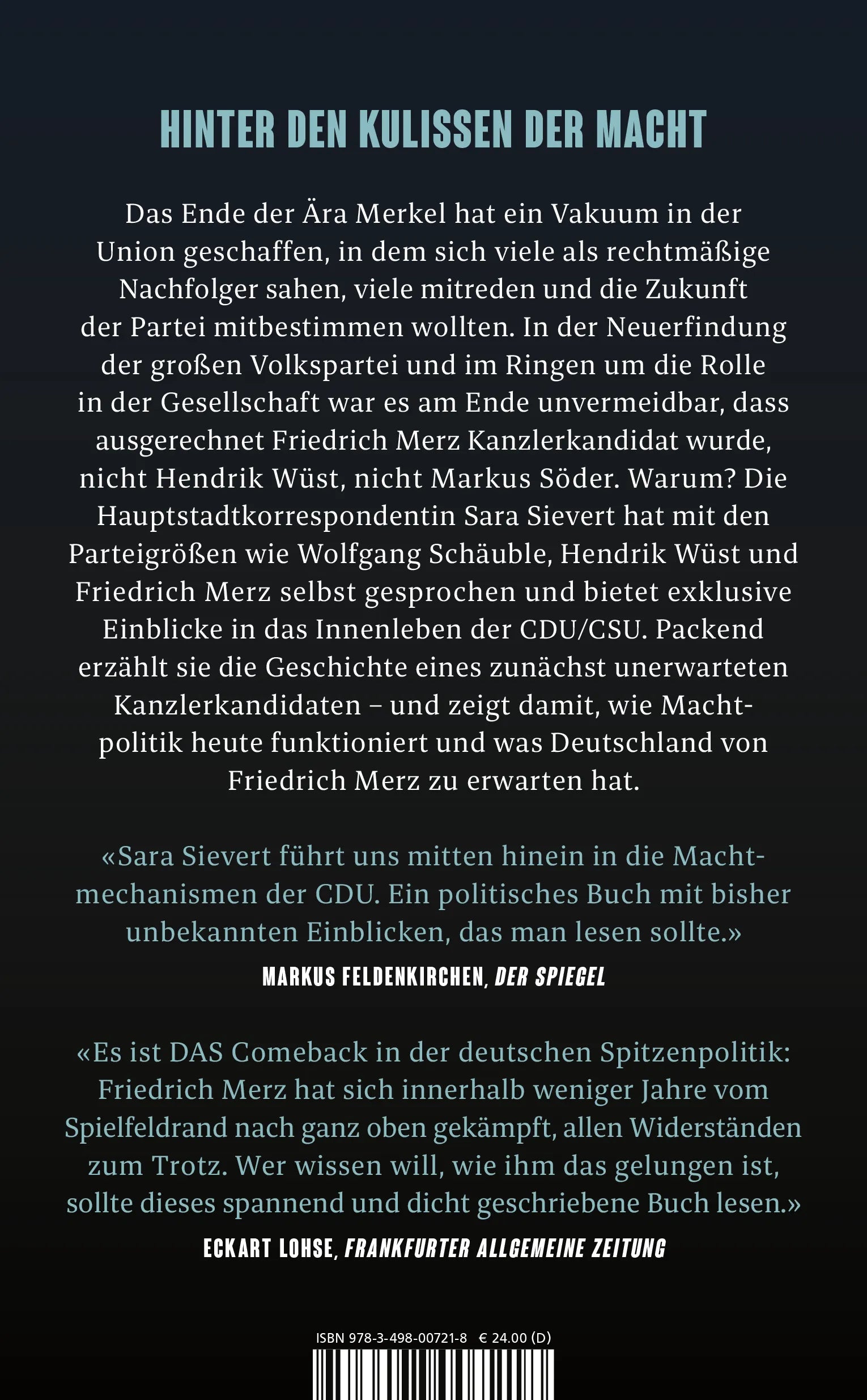 Buchrückseite von 'Der Unvermeidbare' mit Klappentext - Gebundene Ausgabe