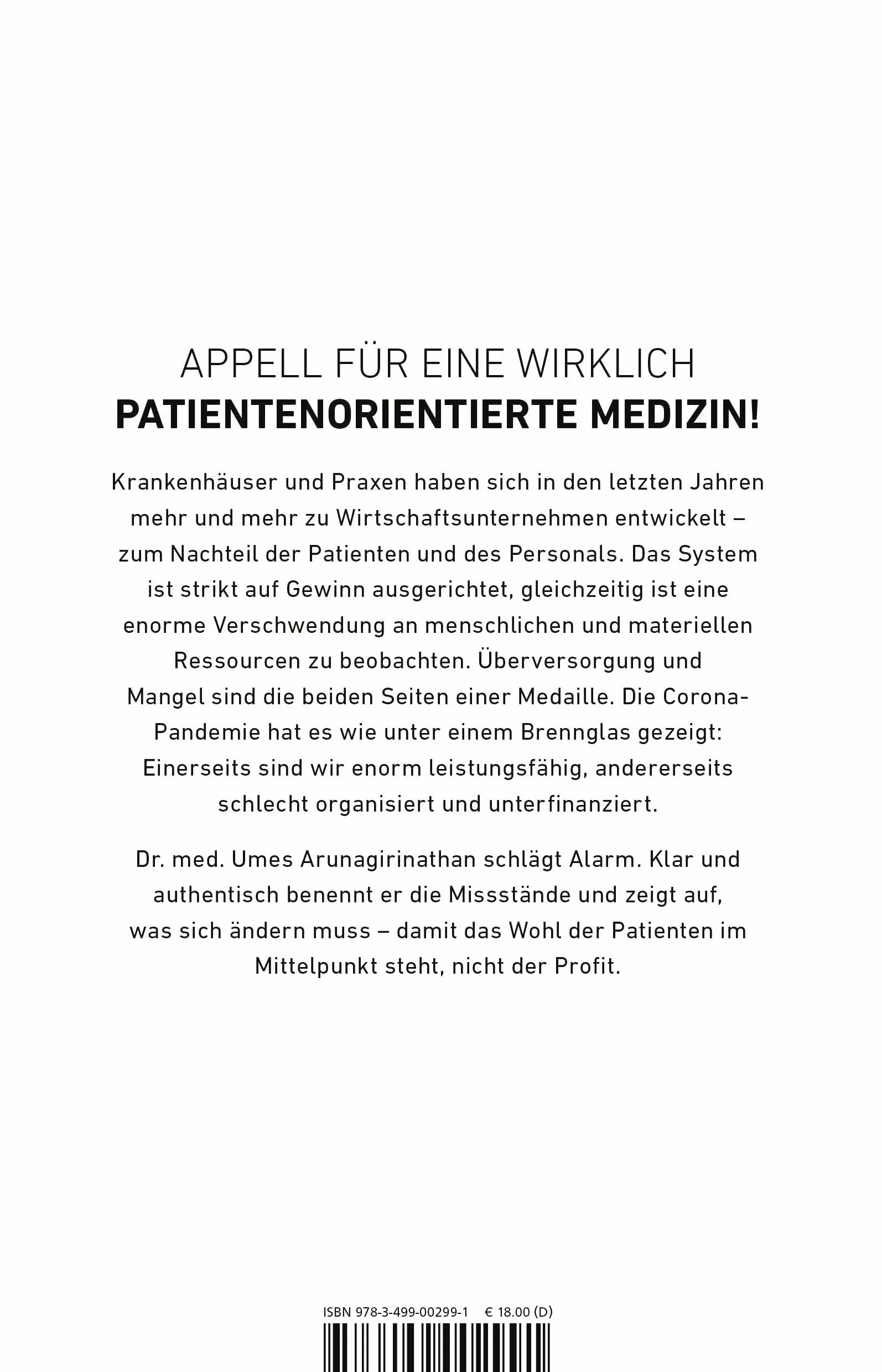 Buchrückseite von 'Der verlorene Patient' mit Klappentext - Paperback
