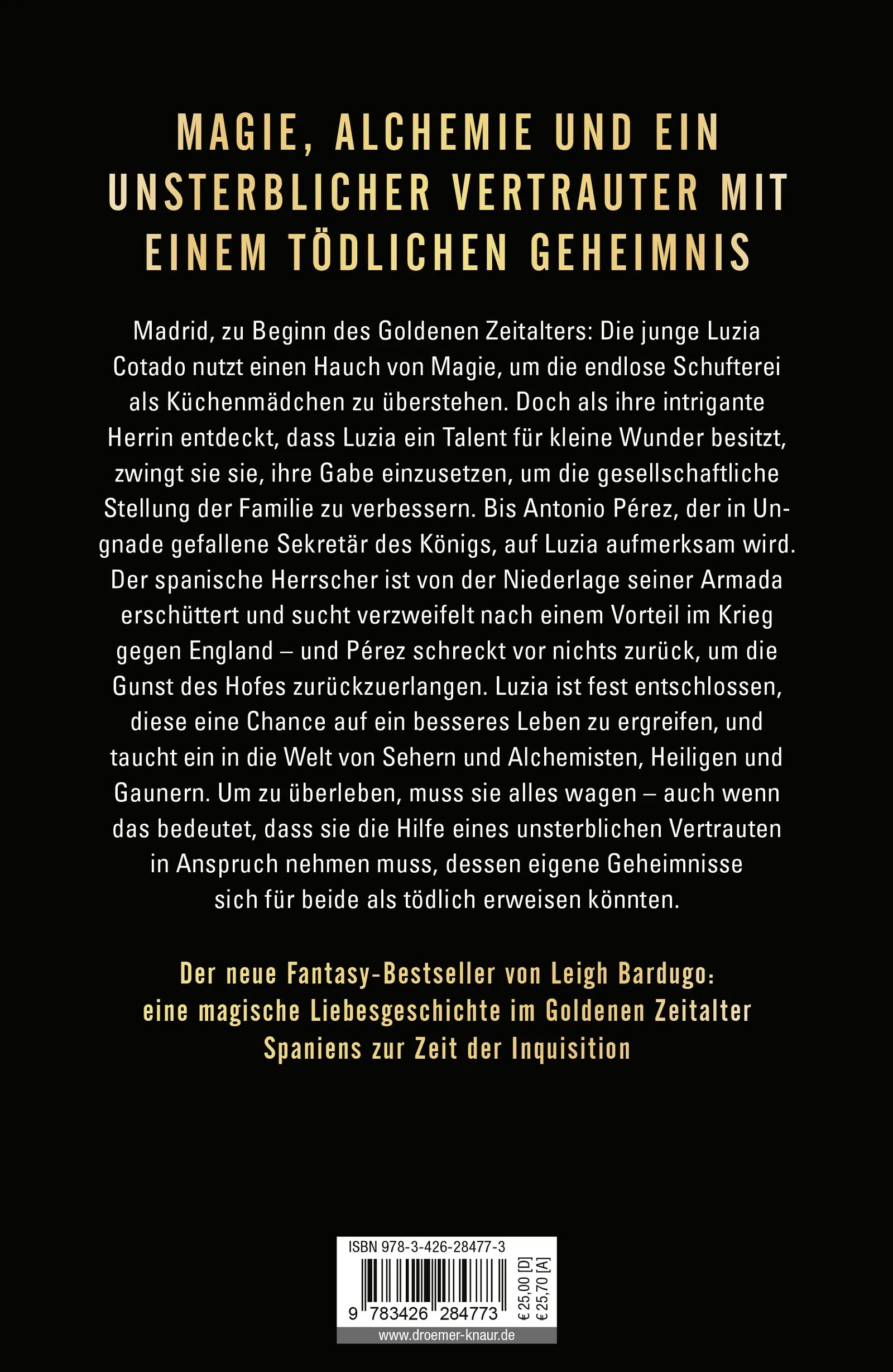 Buchrückseite von 'Der Vertraute' mit Klappentext - Gebundene Ausgabe