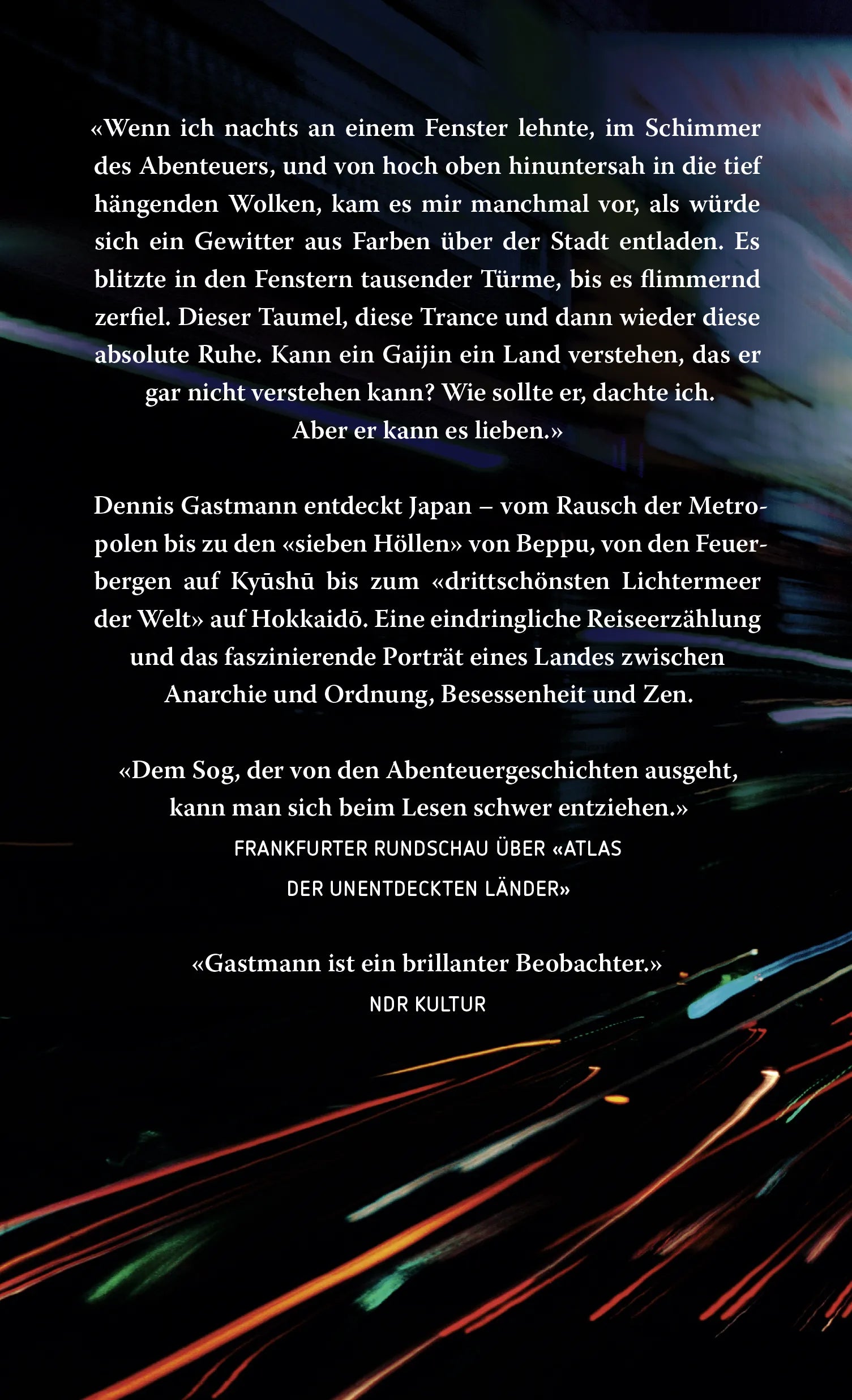 Buchrückseite von 'Der vorletzte Samurai' mit Klappentext - Gebundene Ausgabe