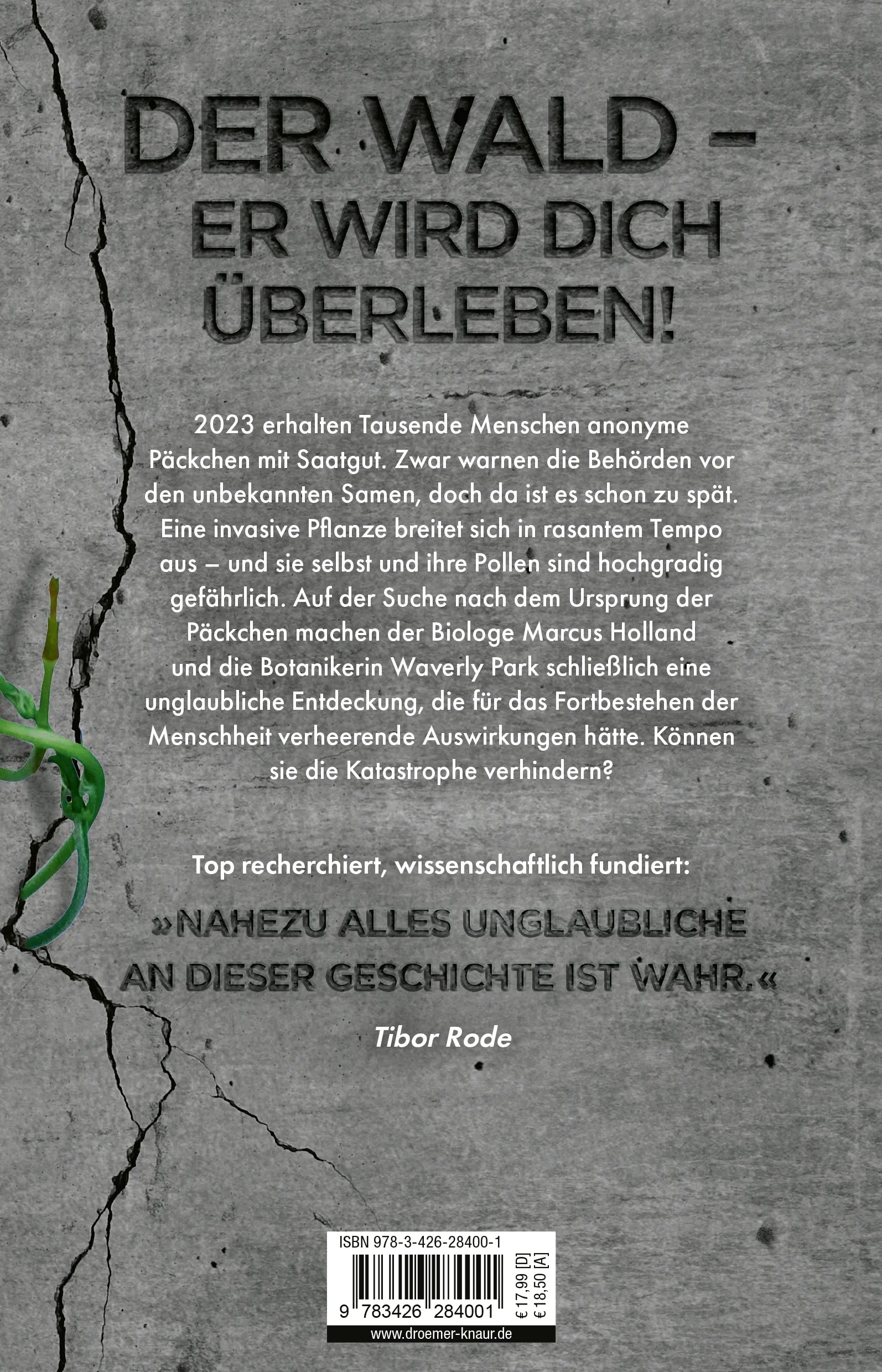 Buchrückseite von 'Der Wald' mit Klappentext - Paperback