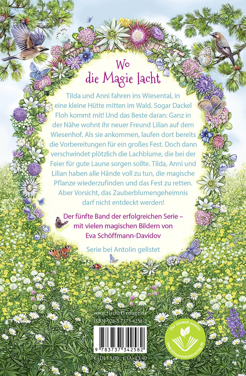 Buchrückseite von 'Der Zaubergarten – Wunder blühen bunt' mit Klappentext - Gebundene Ausgabe