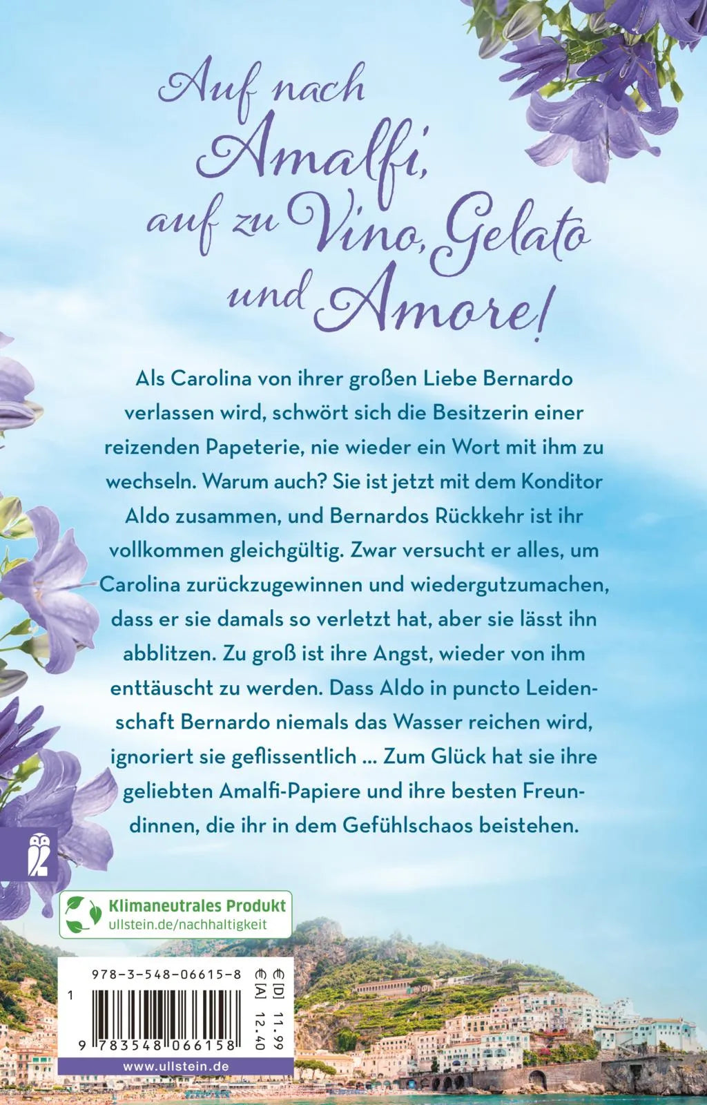 Buchrückseite von 'Der zauberhafte Papierladen in Amalfi' mit Klappentext - Taschenbuch