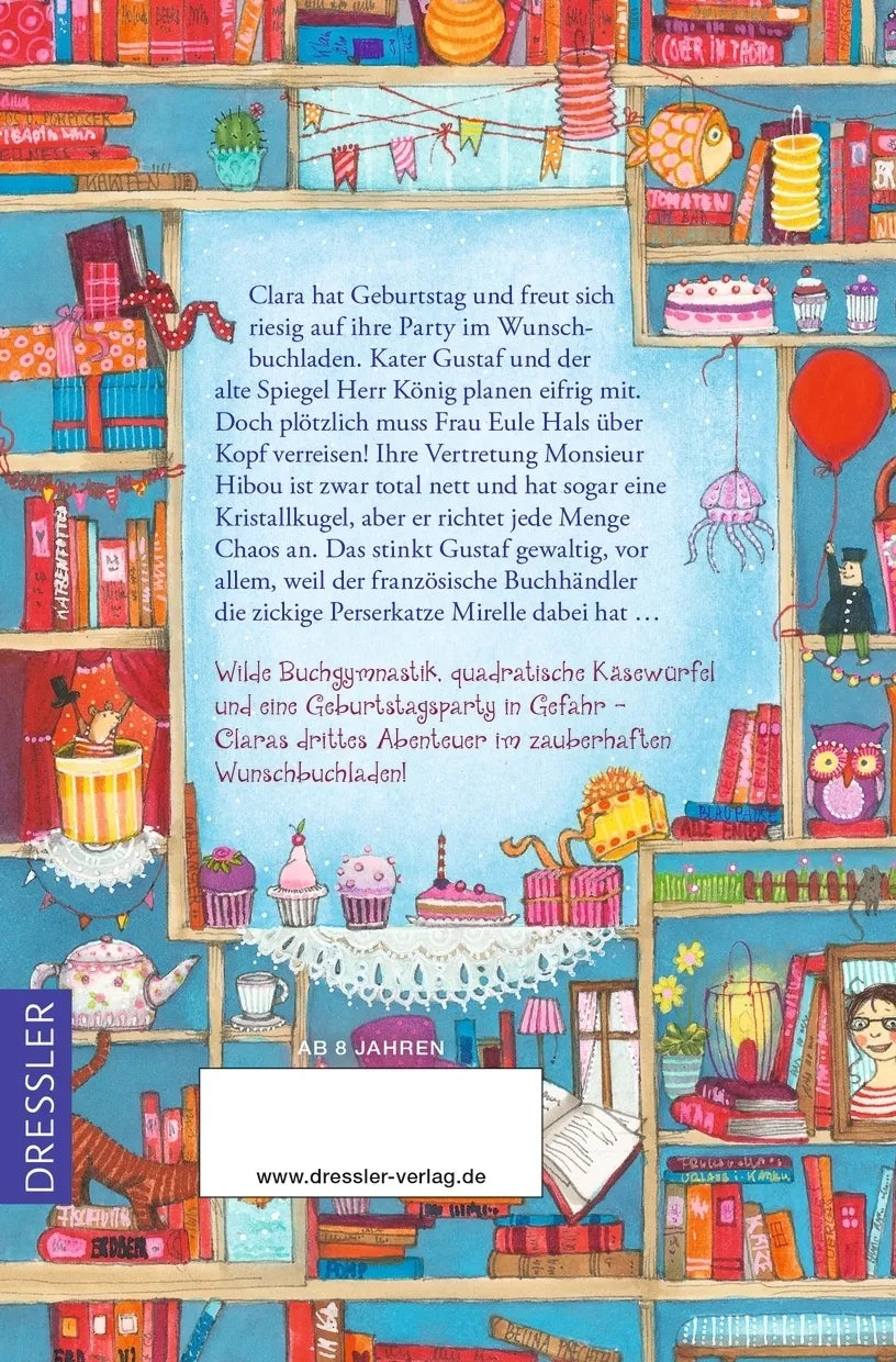 Buchrückseite von 'Der zauberhafte Wunschbuchladen 3. Schokotörtchen für alle!' mit Klappentext - Taschenbuch