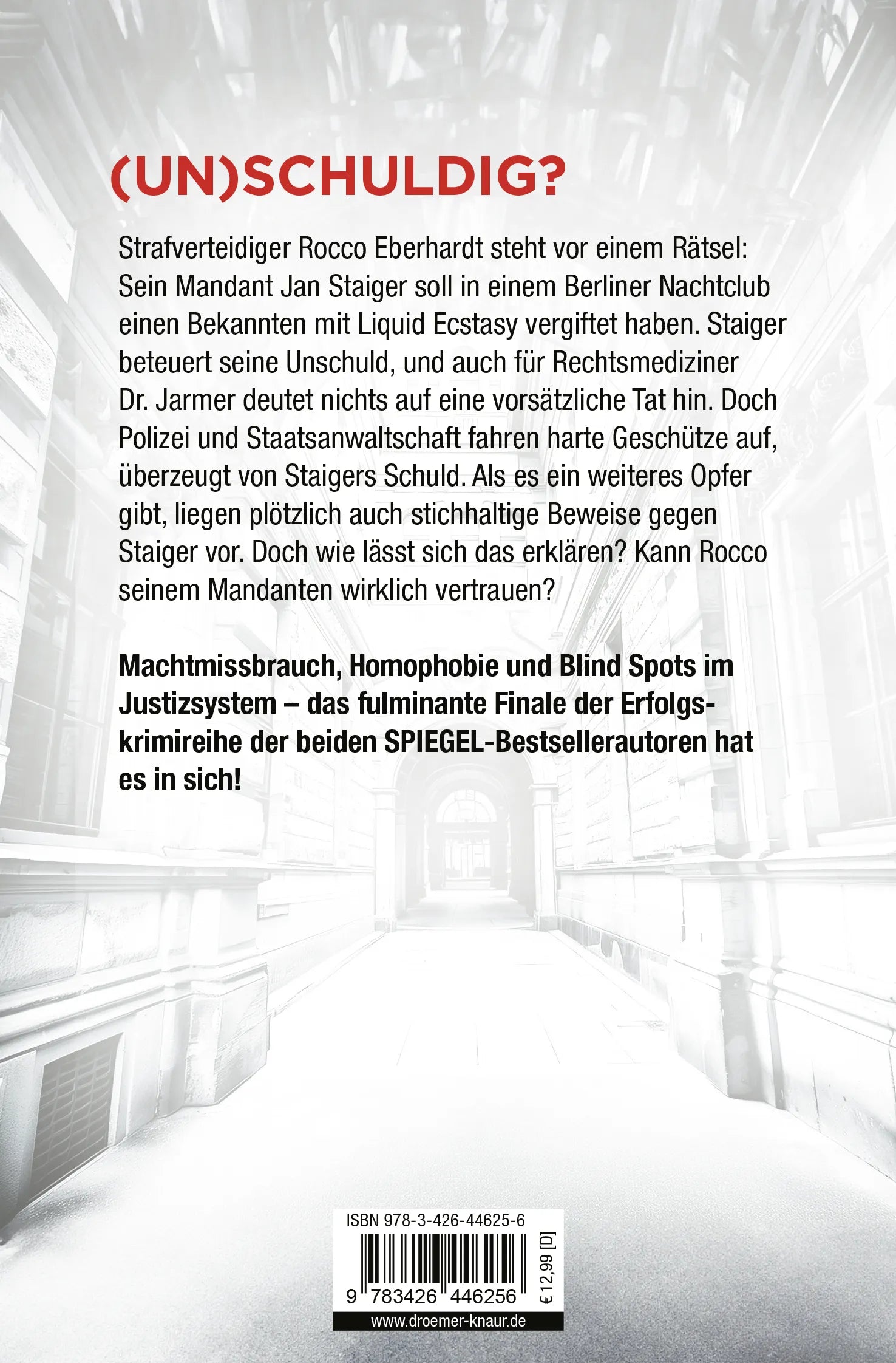 Buchrückseite von 'Der zweite Verdächtige' mit Klappentext - Taschenbuch