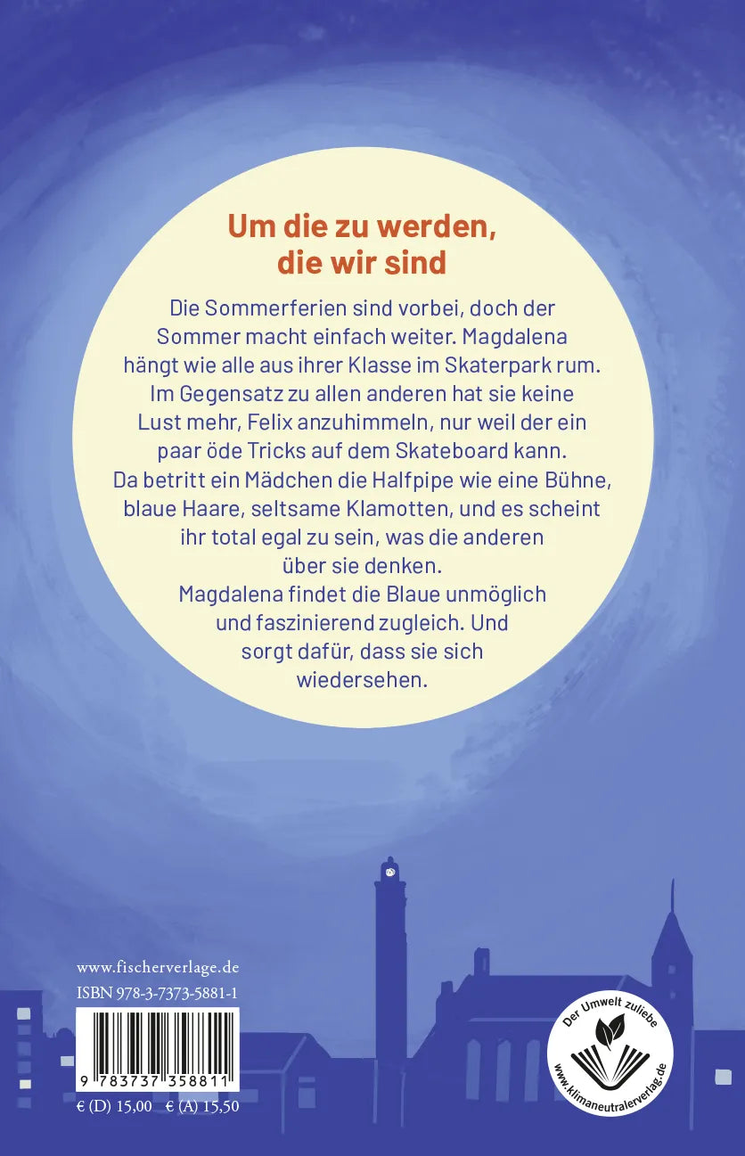 Buchrückseite von 'Derselbe Mond' mit Klappentext - Gebundene Ausgabe