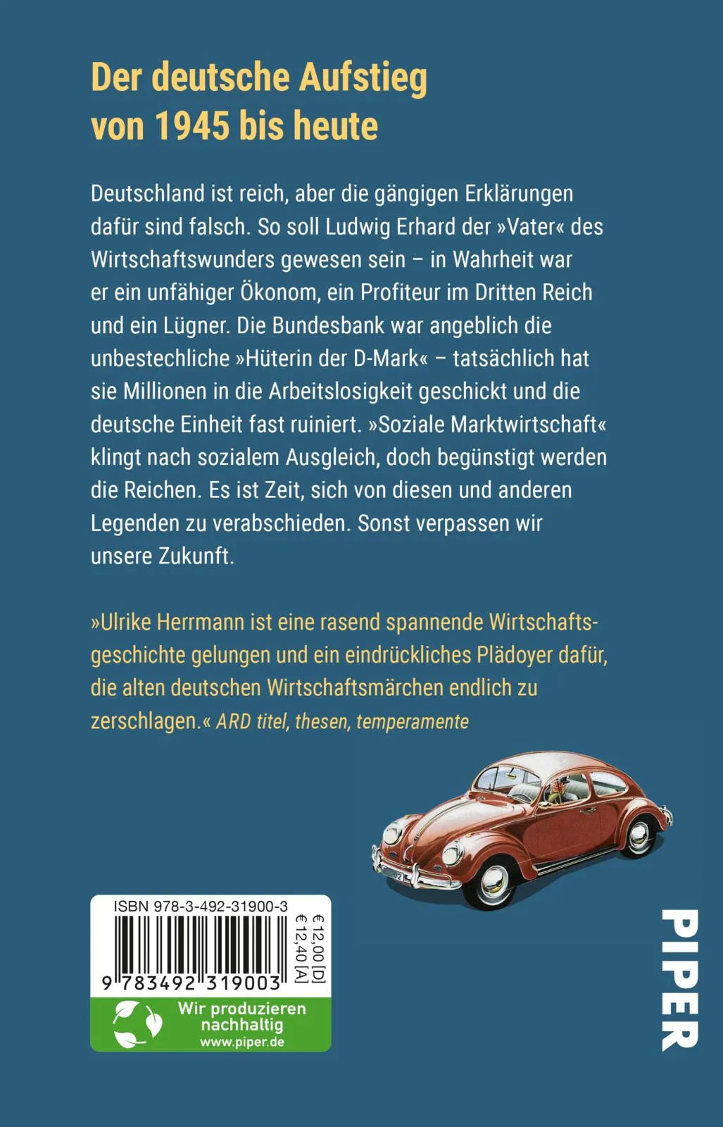 Buchrückseite von 'Deutschland, ein Wirtschaftsmärchen' mit Klappentext - Taschenbuch