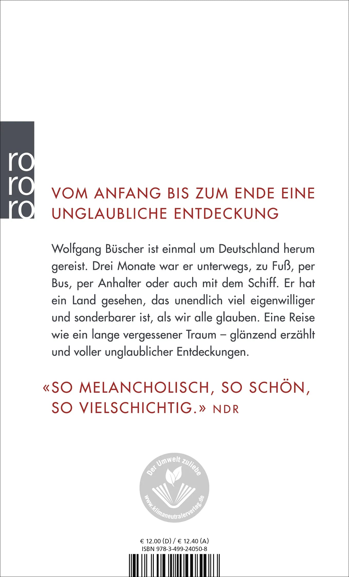 Buchrückseite von 'Deutschland, eine Reise' mit Klappentext - Taschenbuch