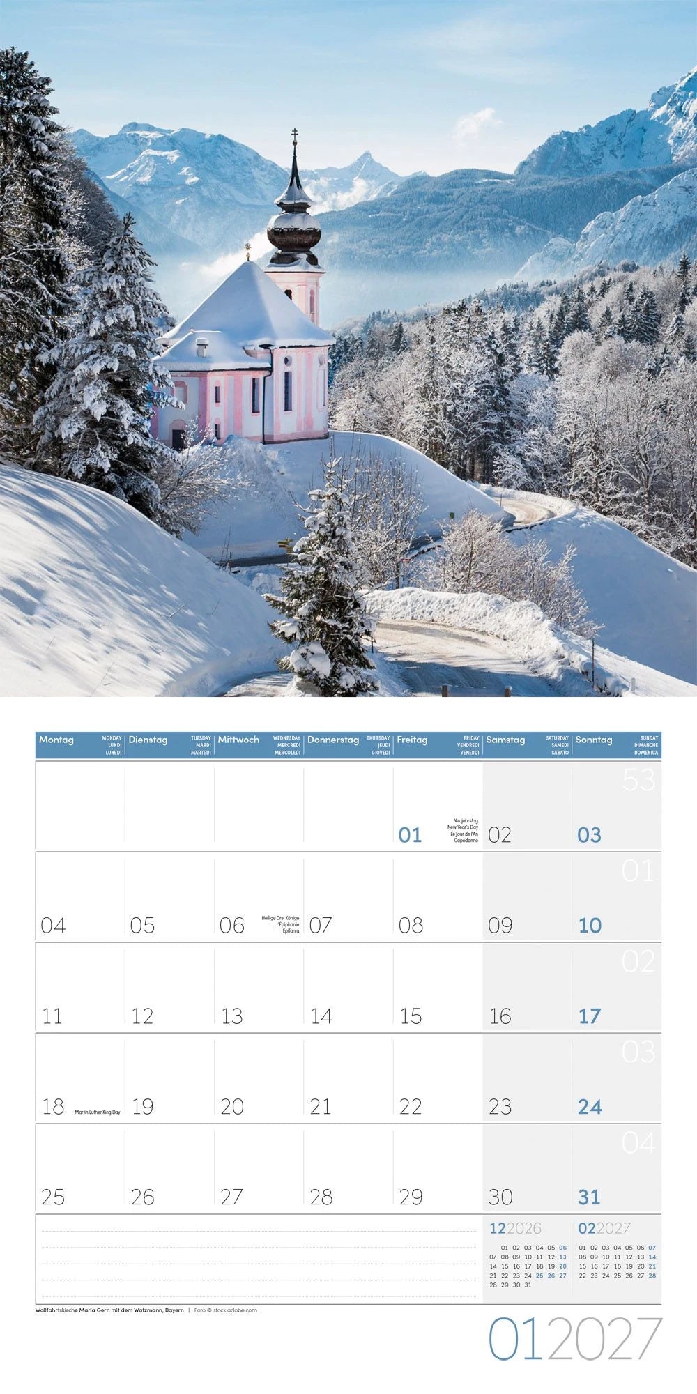 Deutschland Kalender 2027 - 30x30 - Art12 – Ansicht