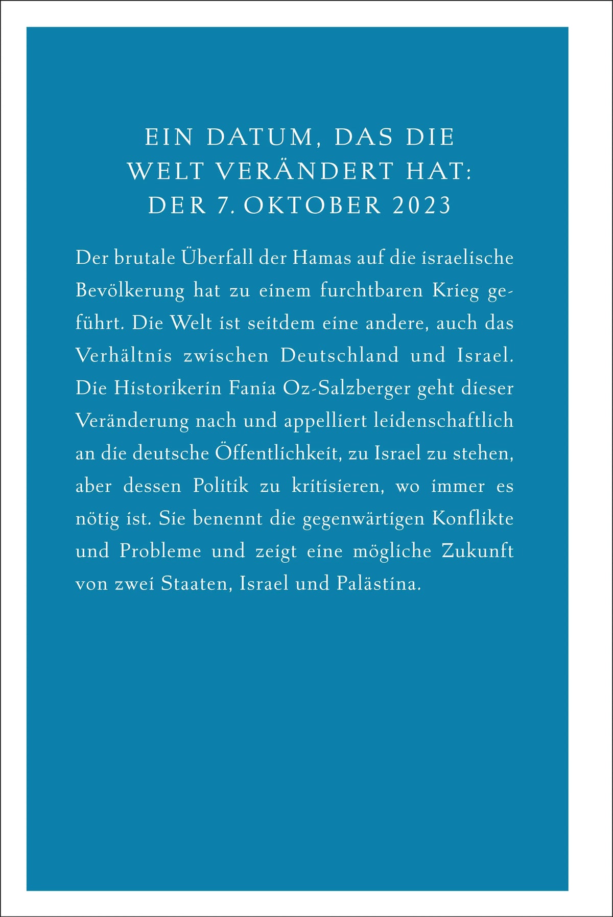 Buchrückseite von 'Deutschland und Israel nach dem 7. Oktober' mit Klappentext - Gebundene Ausgabe