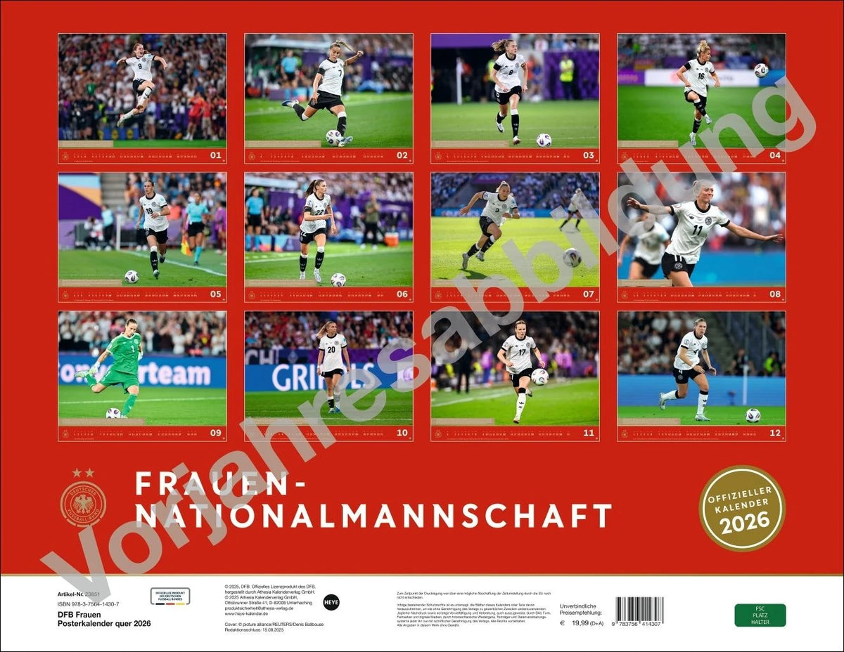 DFB Frauen Posterkalender 2027 – Ansicht