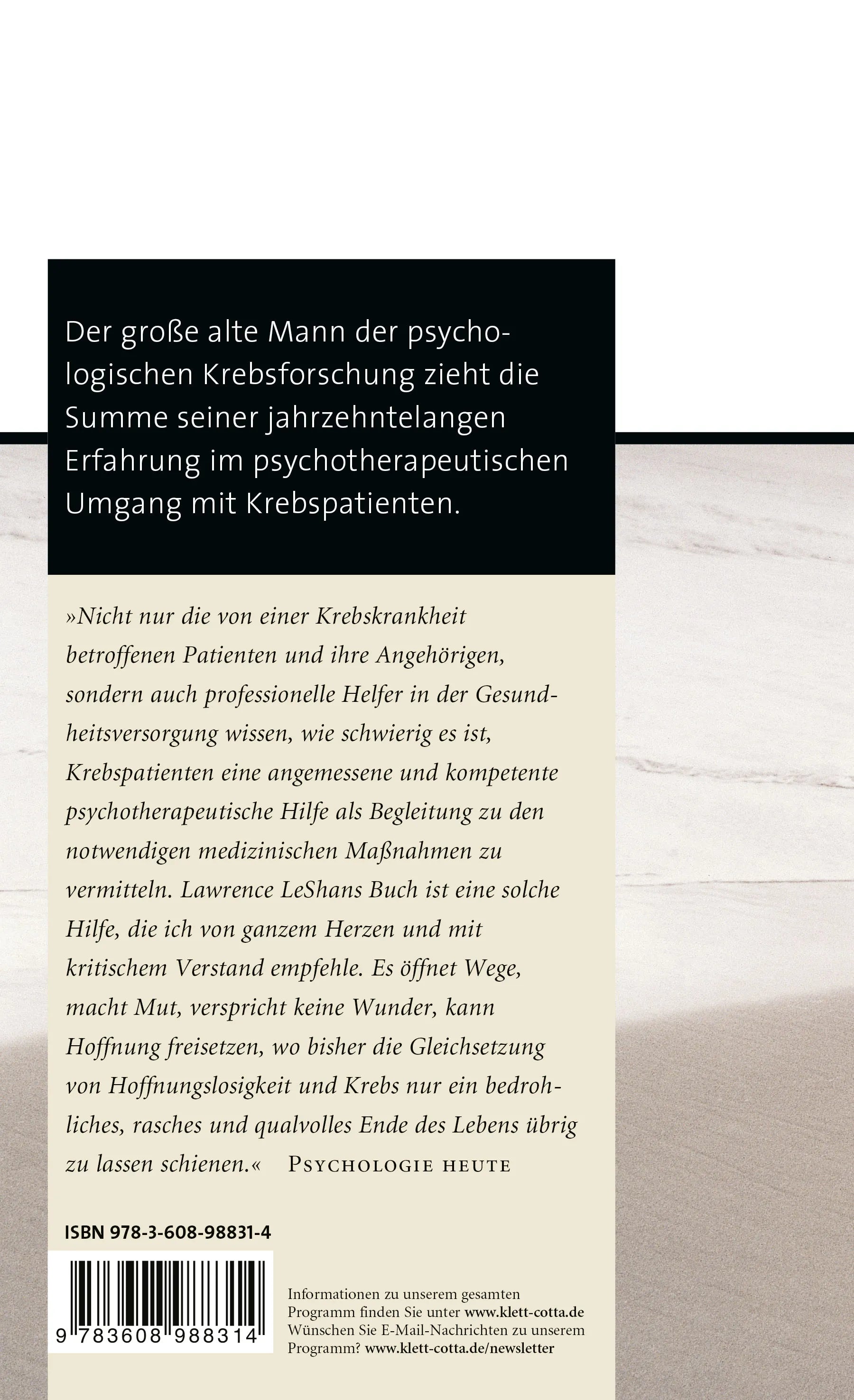 Buchrückseite von 'Diagnose Krebs. Wendepunkt und Neubeginn' mit Klappentext - Paperback