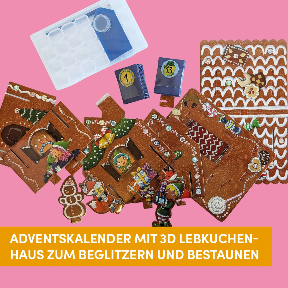 Diamond Painting Adventskalender Lebkuchenhaus. Mit Material und Werkzeug – Ansicht