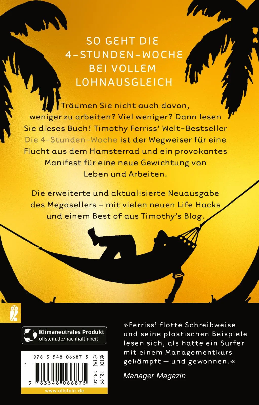 Rückseite: Die 4-Stunden-Woche (Taschenbuch)