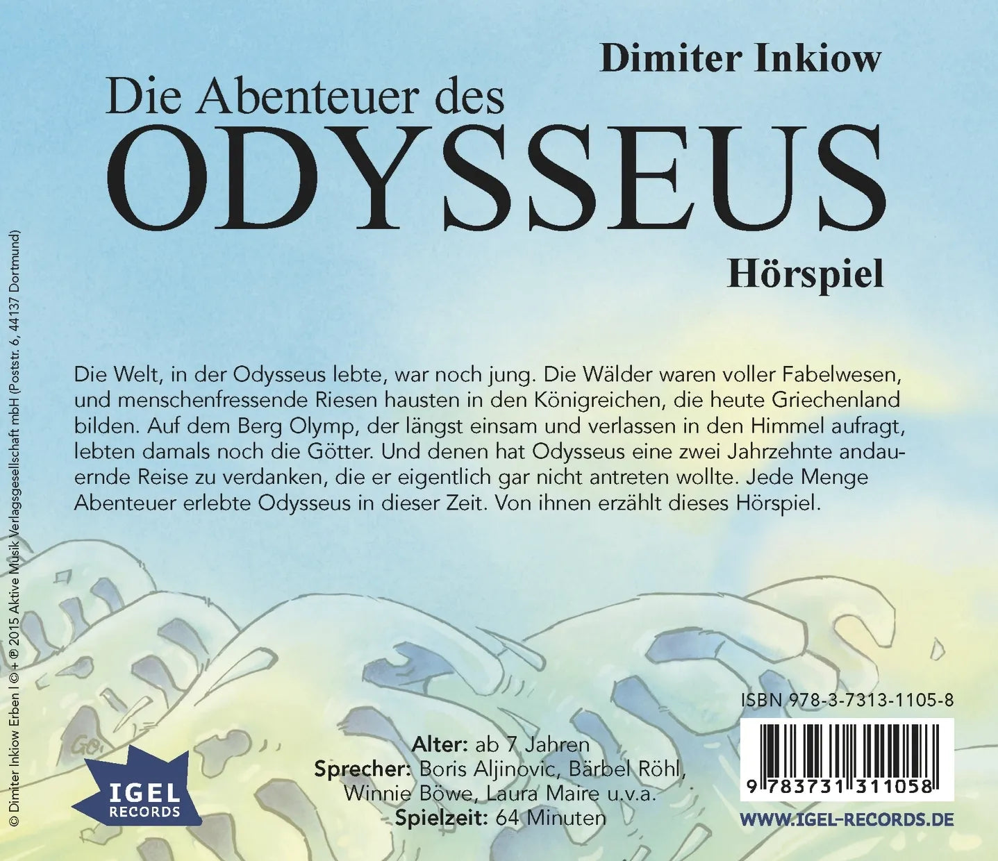 Buchrückseite von 'Die Abenteuer des Odysseus' mit Klappentext - Hörbuch (CD)