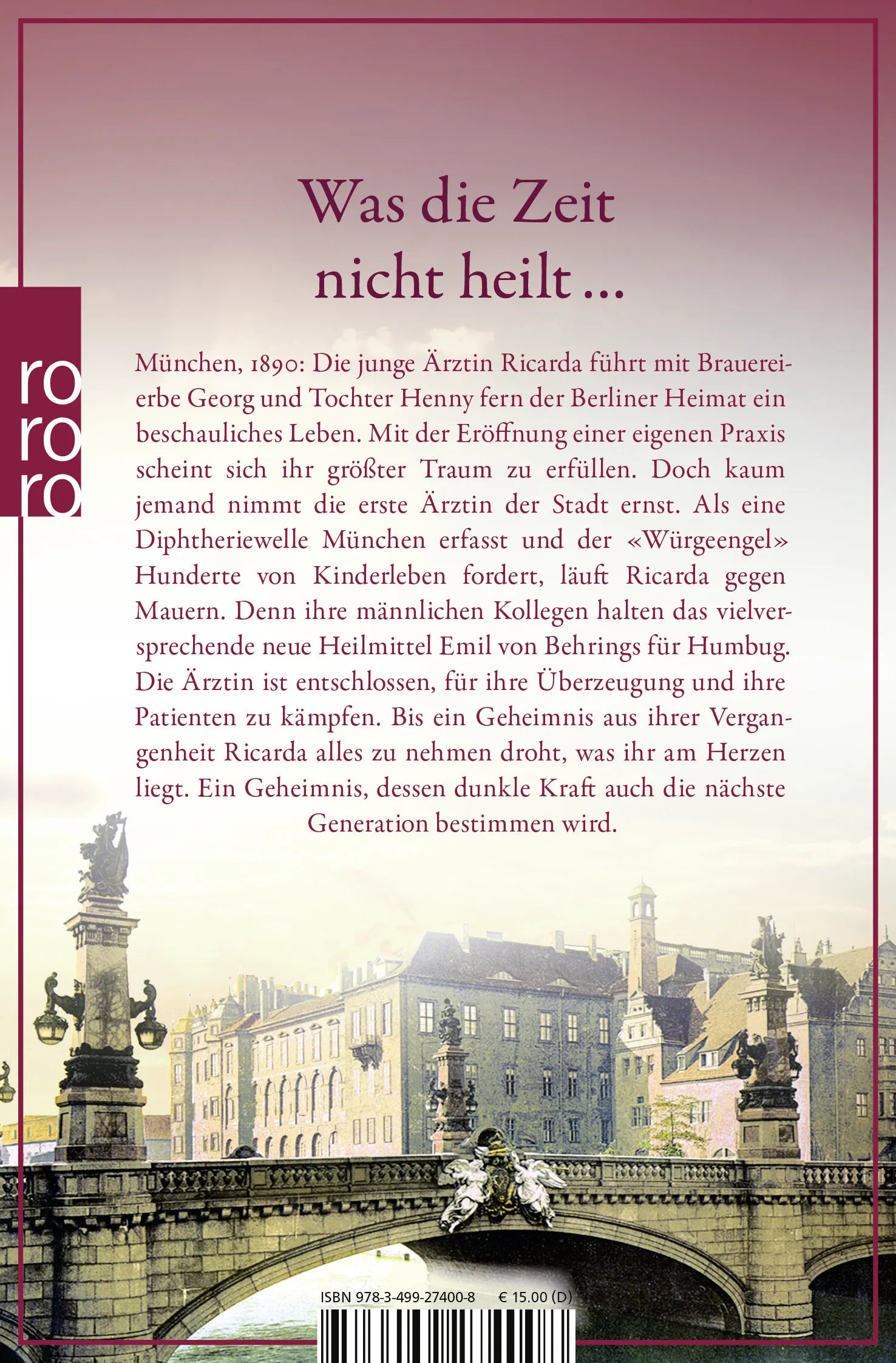 Buchrückseite von 'Die Ärztin: Stürme des Lebens' mit Klappentext - Taschenbuch