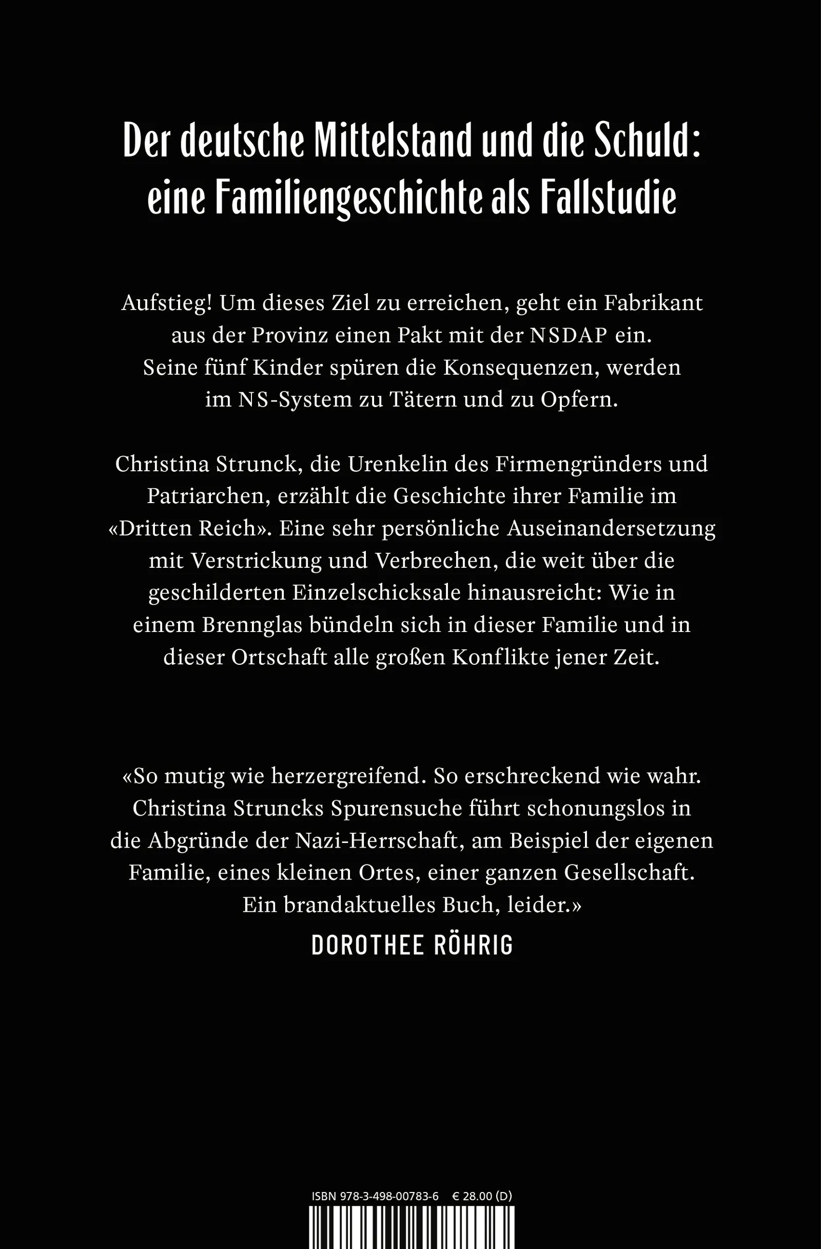 Buchrückseite von 'Die Aufsteiger' mit Klappentext - Gebundene Ausgabe