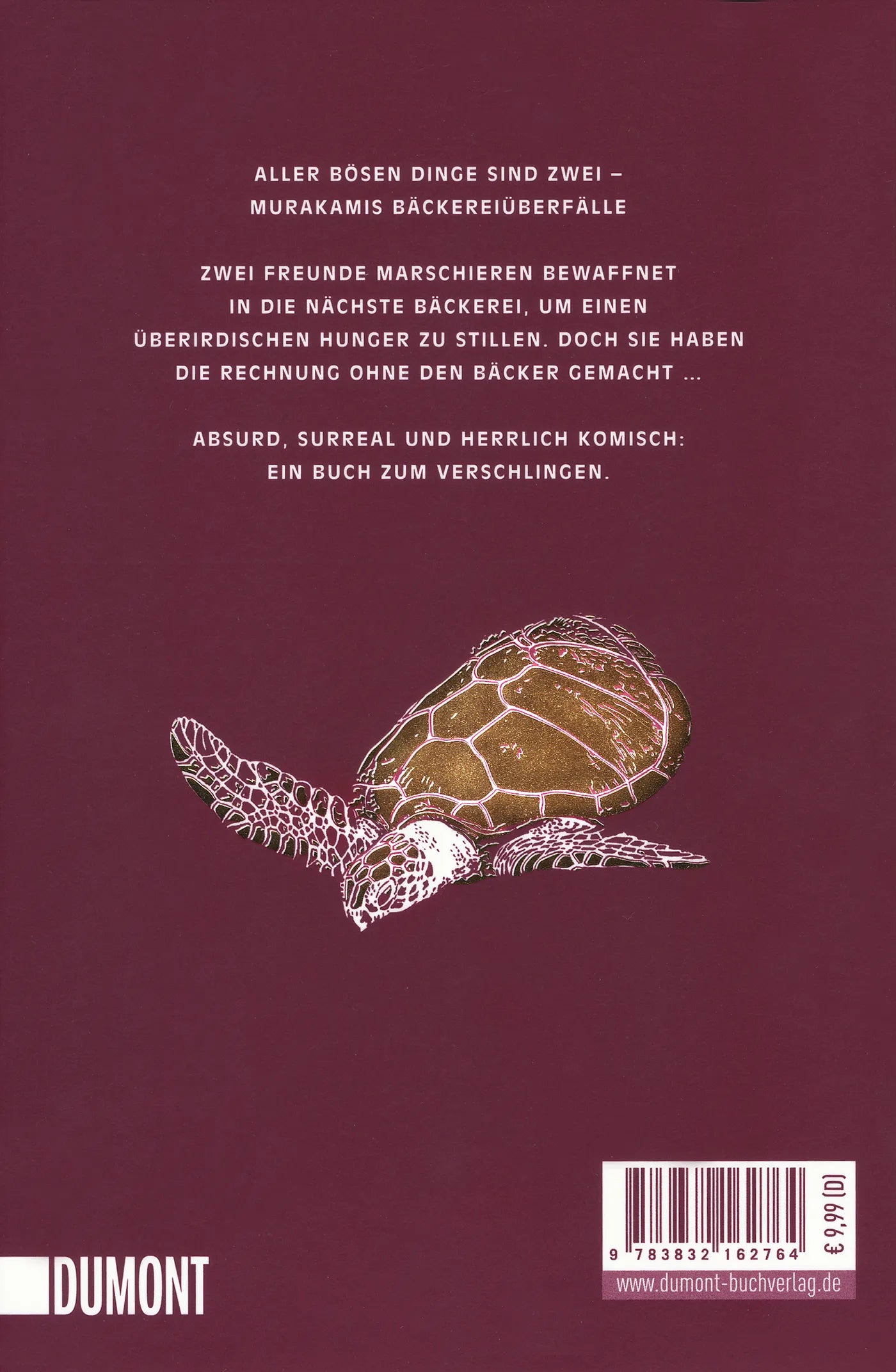 Buchrückseite von 'Die Bäckereiüberfälle' mit Klappentext - Taschenbuch