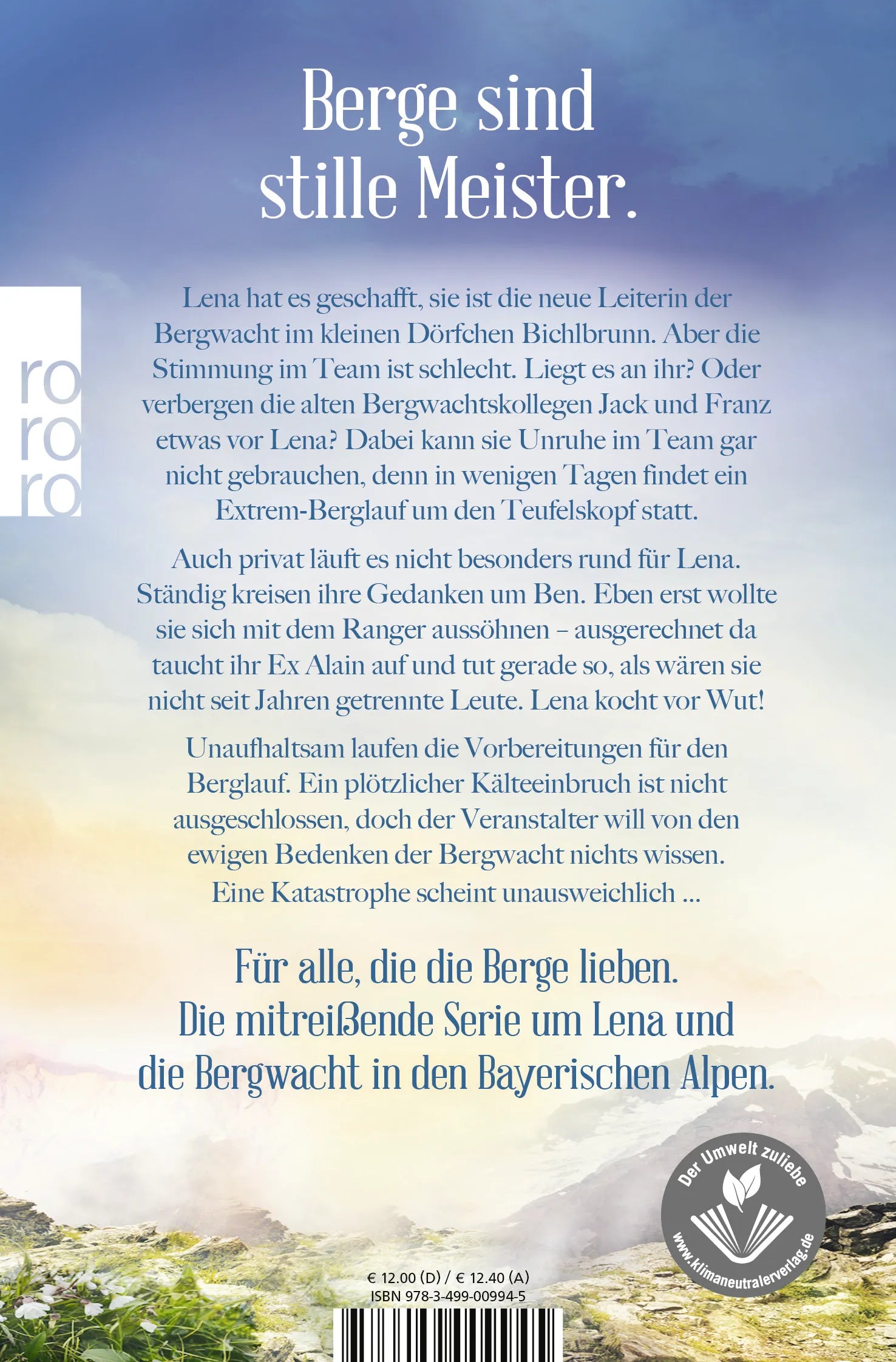 Buchrückseite von 'Die Bergwacht: Gipfelstürme' mit Klappentext - Taschenbuch