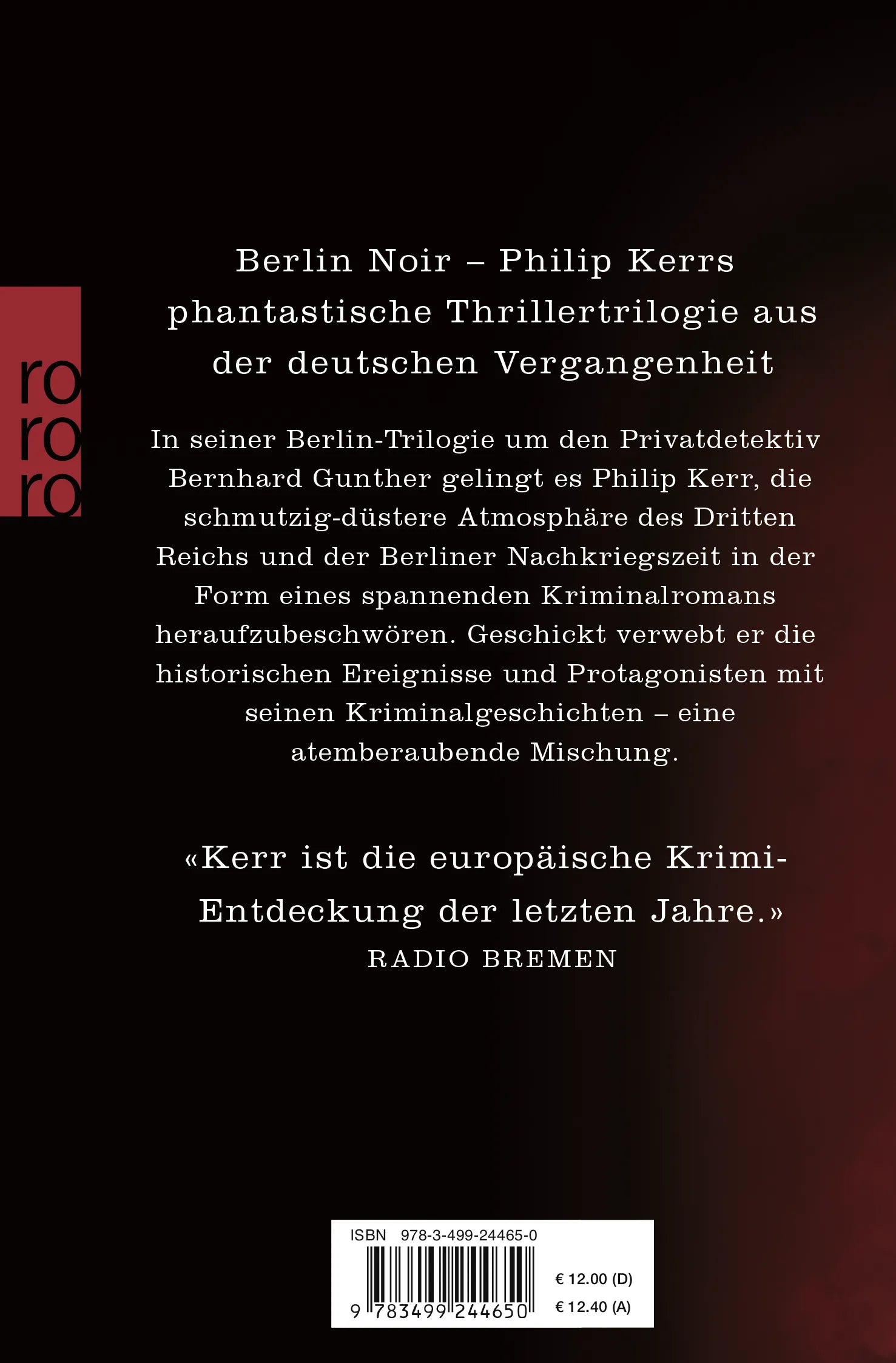 Buchrückseite von 'Die Berlin-Trilogie' mit Klappentext - Taschenbuch