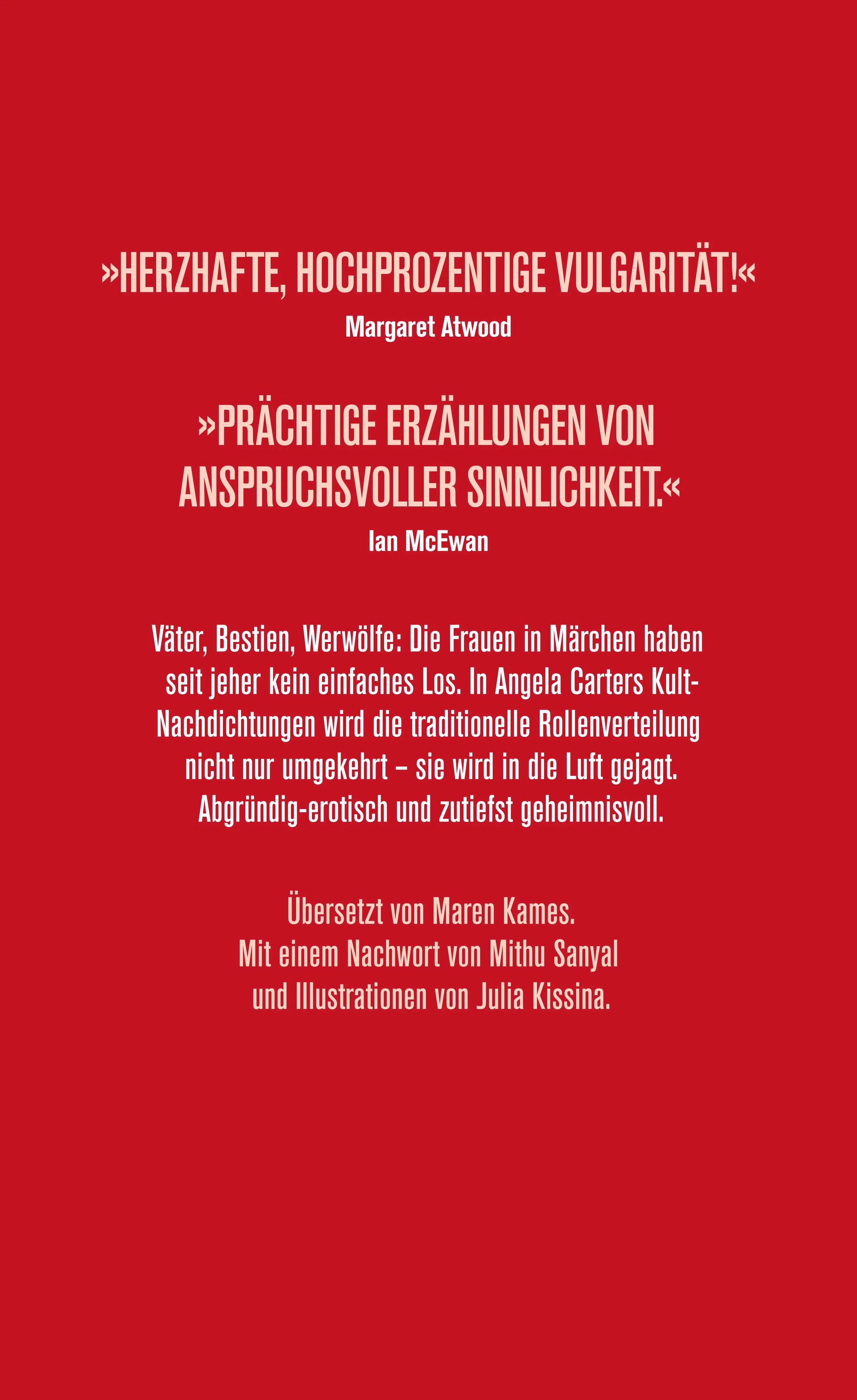 Buchrückseite von 'Die blutige Kammer' mit Klappentext - Gebundene Ausgabe