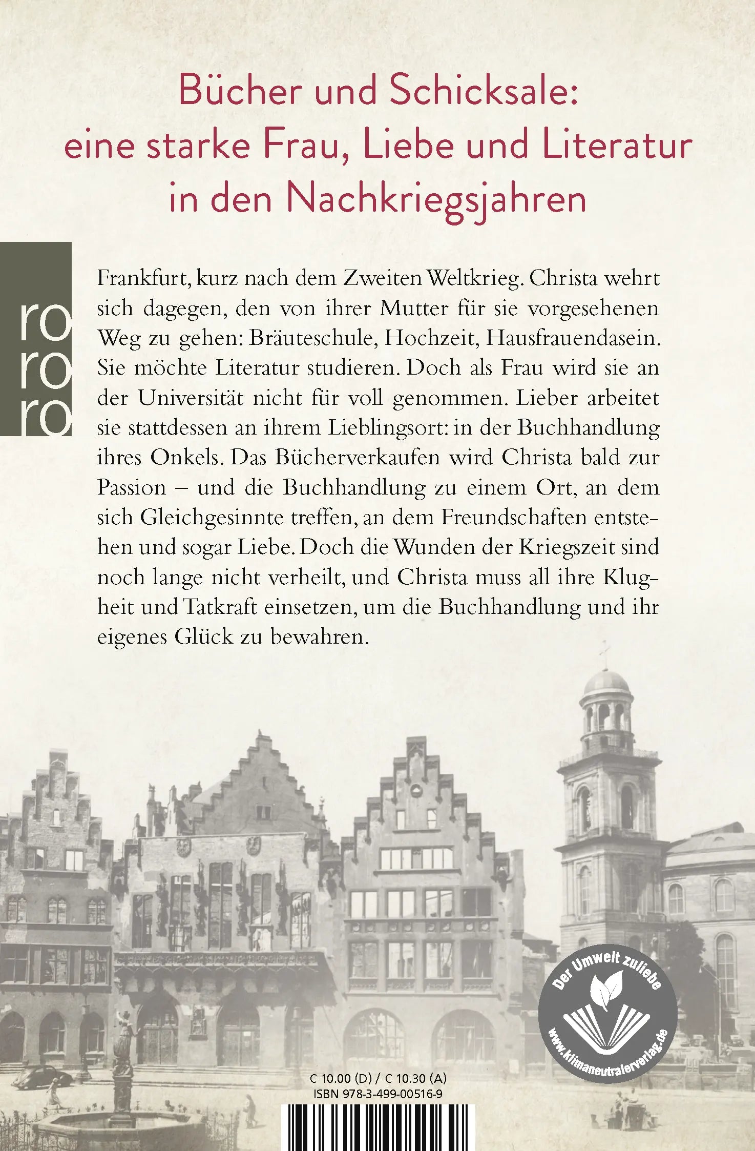 Buchrückseite von 'Die Buchhändlerin' mit Klappentext - Taschenbuch
