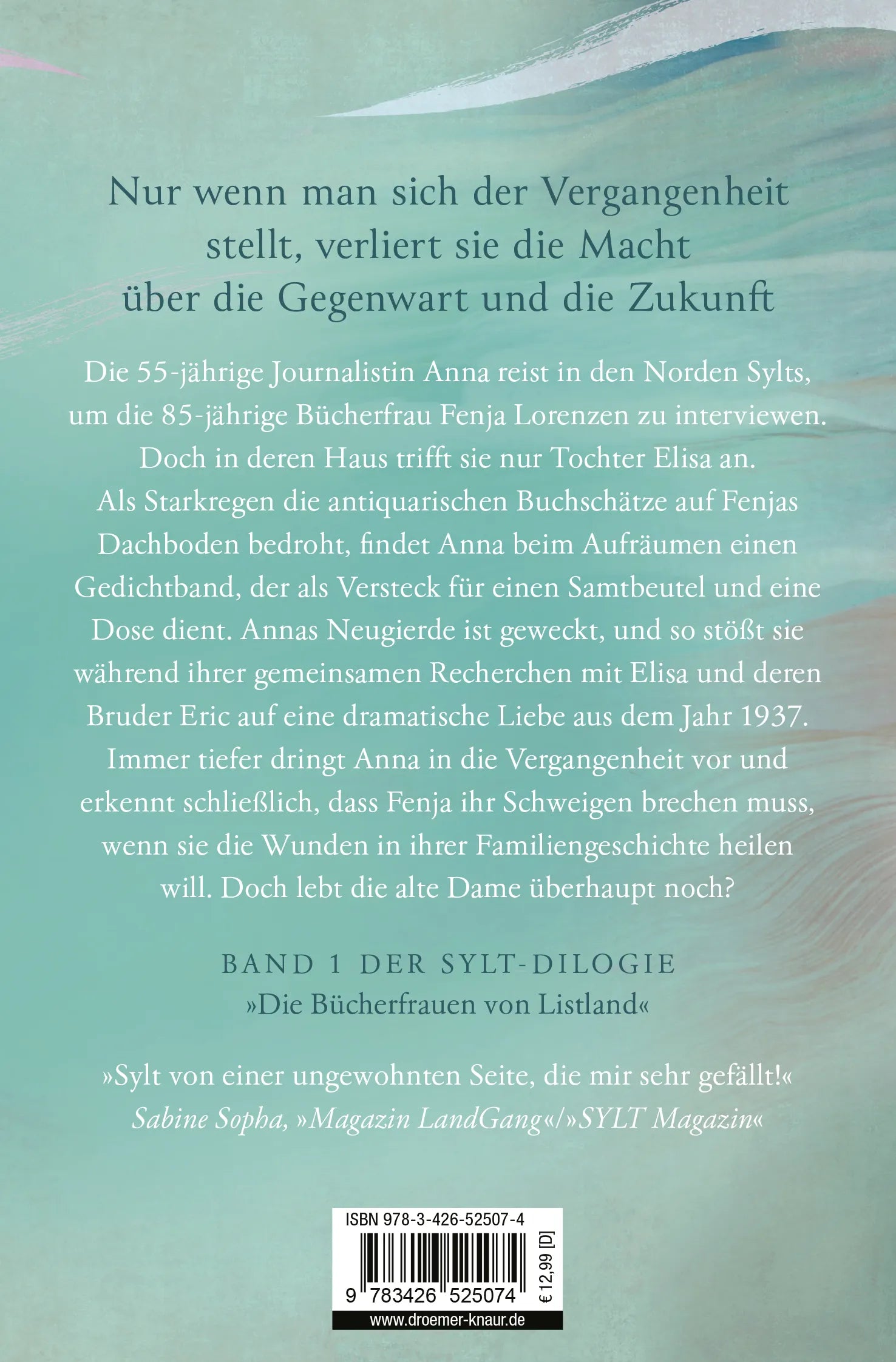 Buchrückseite von 'Die Bücherfrauen von Listland. Der Gesang der Seeschwalben' mit Klappentext - Taschenbuch