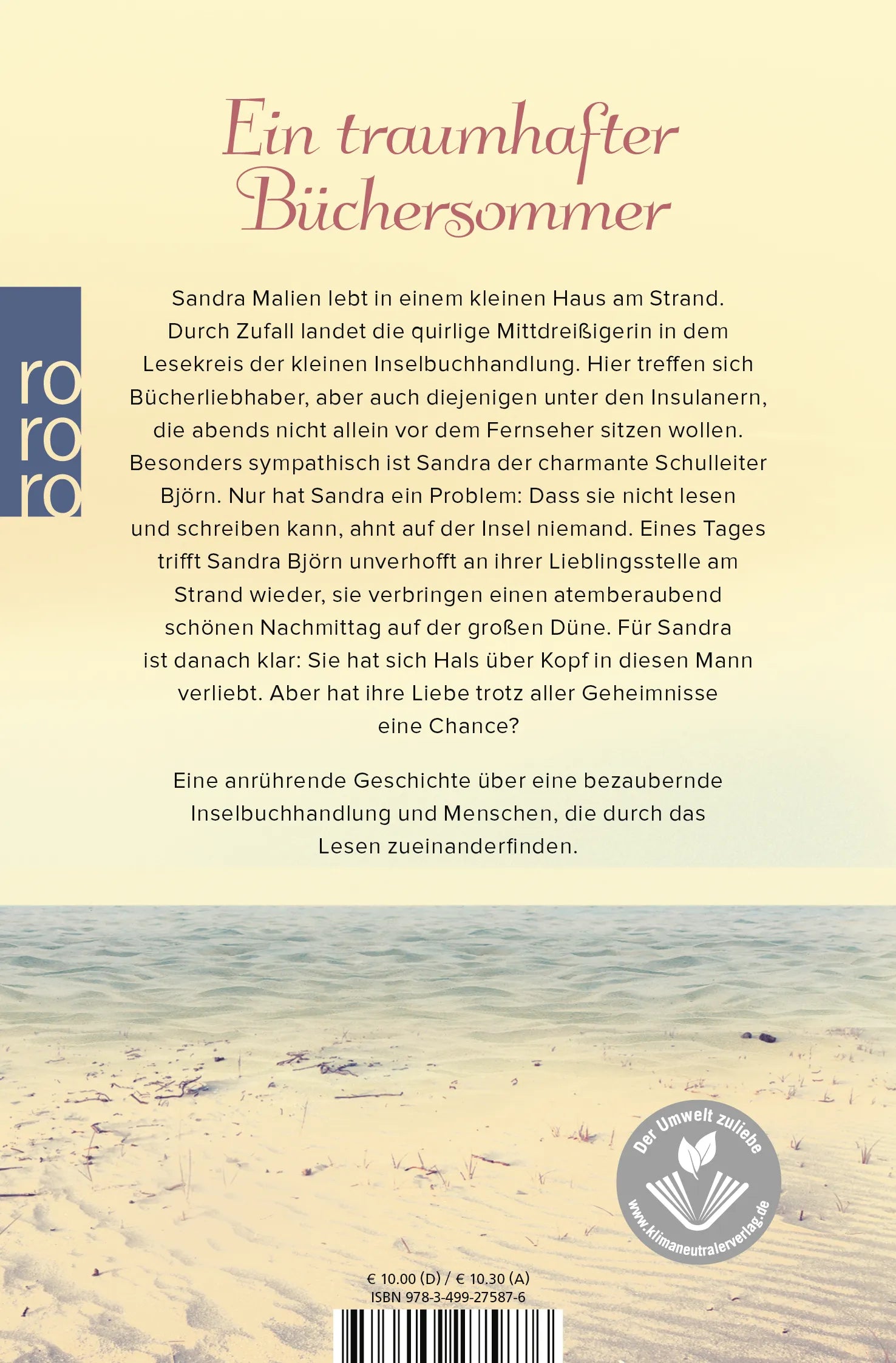 Buchrückseite von 'Die Bücherinsel' mit Klappentext - Taschenbuch