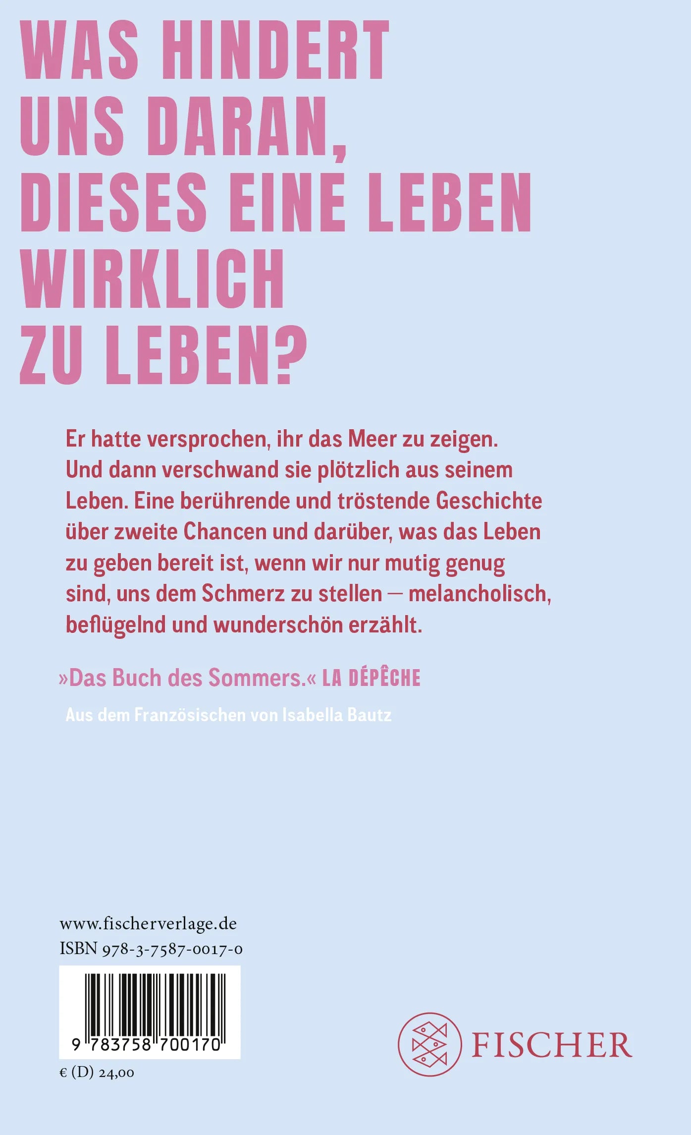 Buchrückseite von 'Die Chance unseres Lebens' mit Klappentext - Gebundene Ausgabe