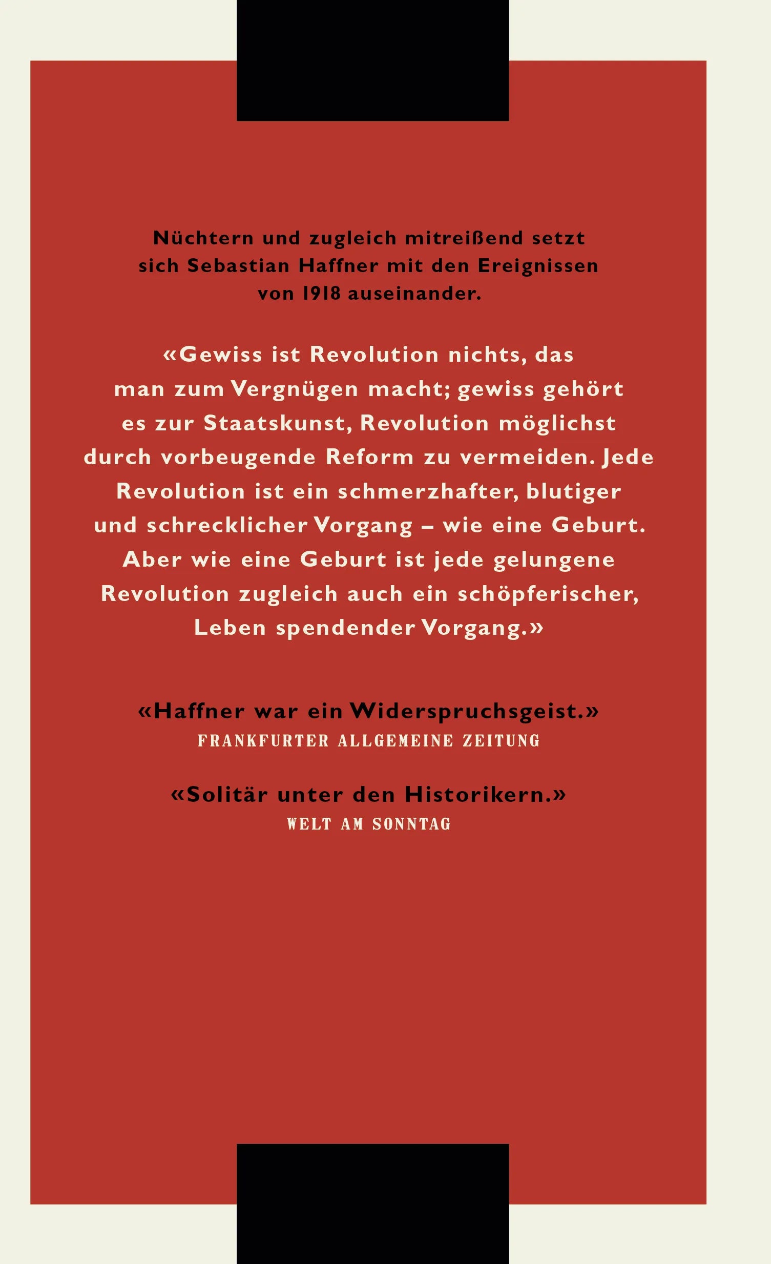 Buchrückseite von 'Die deutsche Revolution 1918/19' mit Klappentext - Gebundene Ausgabe